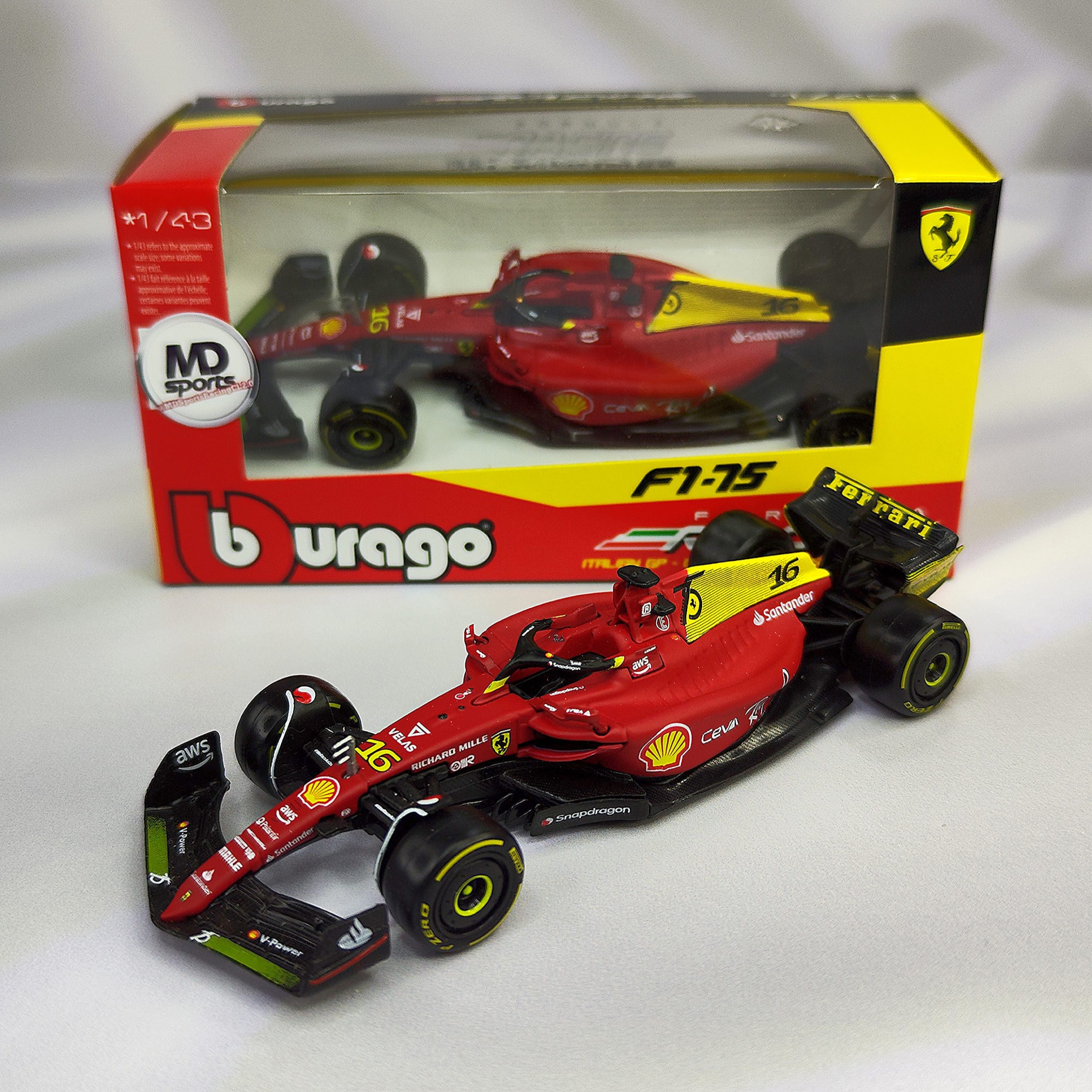 Ferrari F1-75 GP Monza 2022 #16 Charles Leclerc Caja Normal Burago 1:43