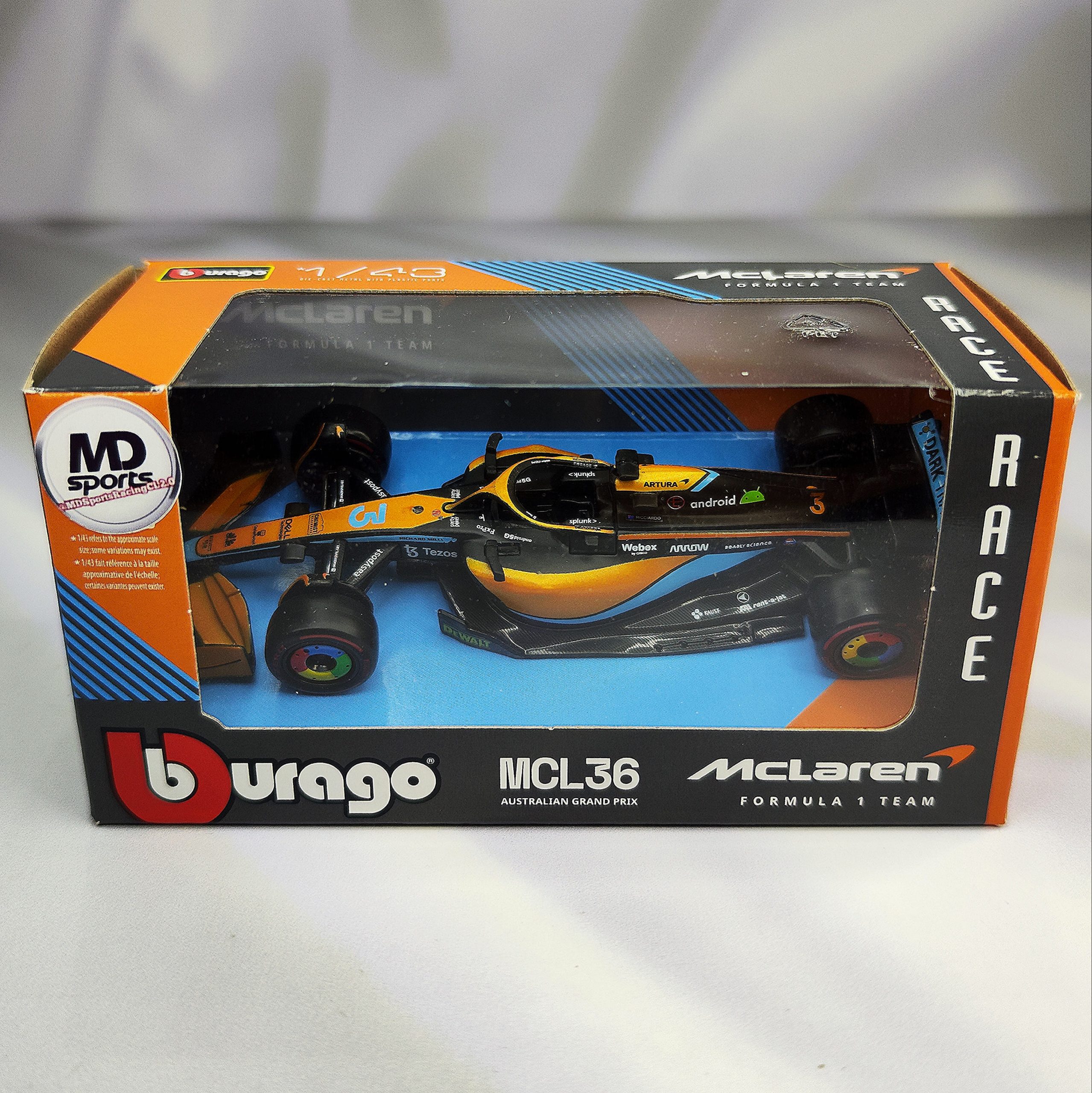 Mclaren MCL36 2022 #3 Daniel Ricciardo Caja Normal Burago 1:43