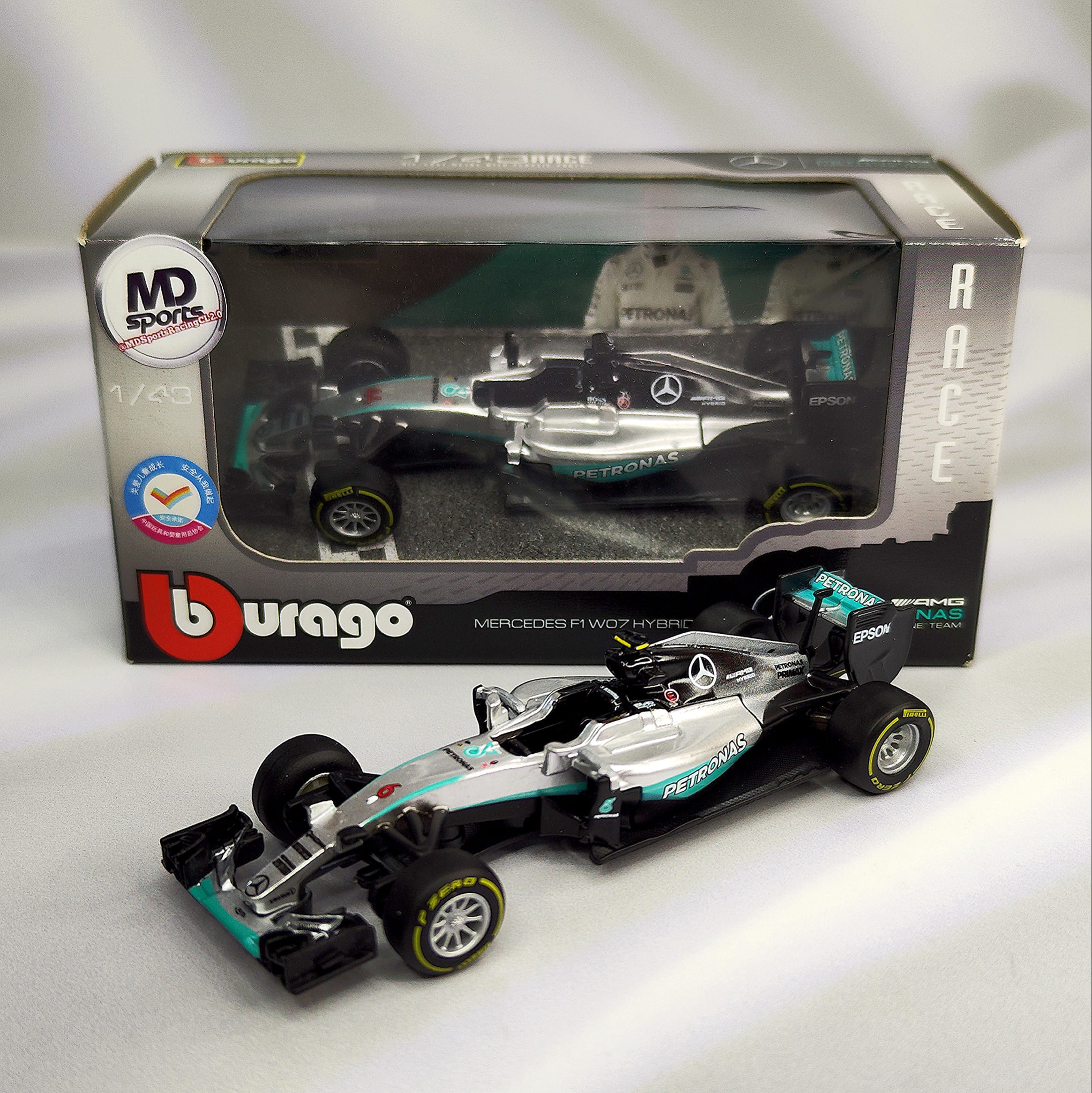 Mercedes W07 2016 #6 Nico Rosberg Caja Normal Burago 1:43