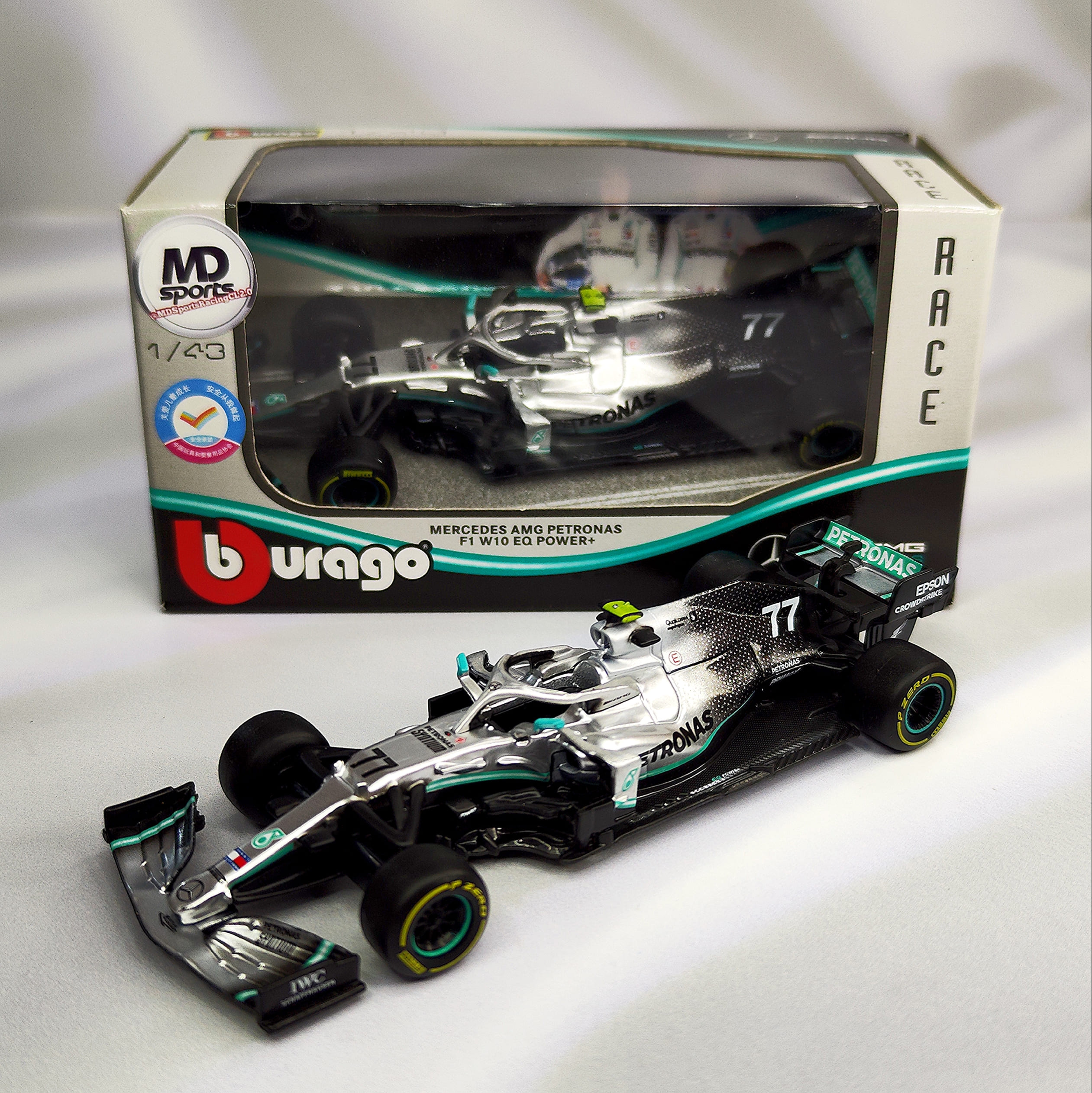 Mercedes W10 2019 #77 Valtteri Bottas Caja Normal Burago 1:43