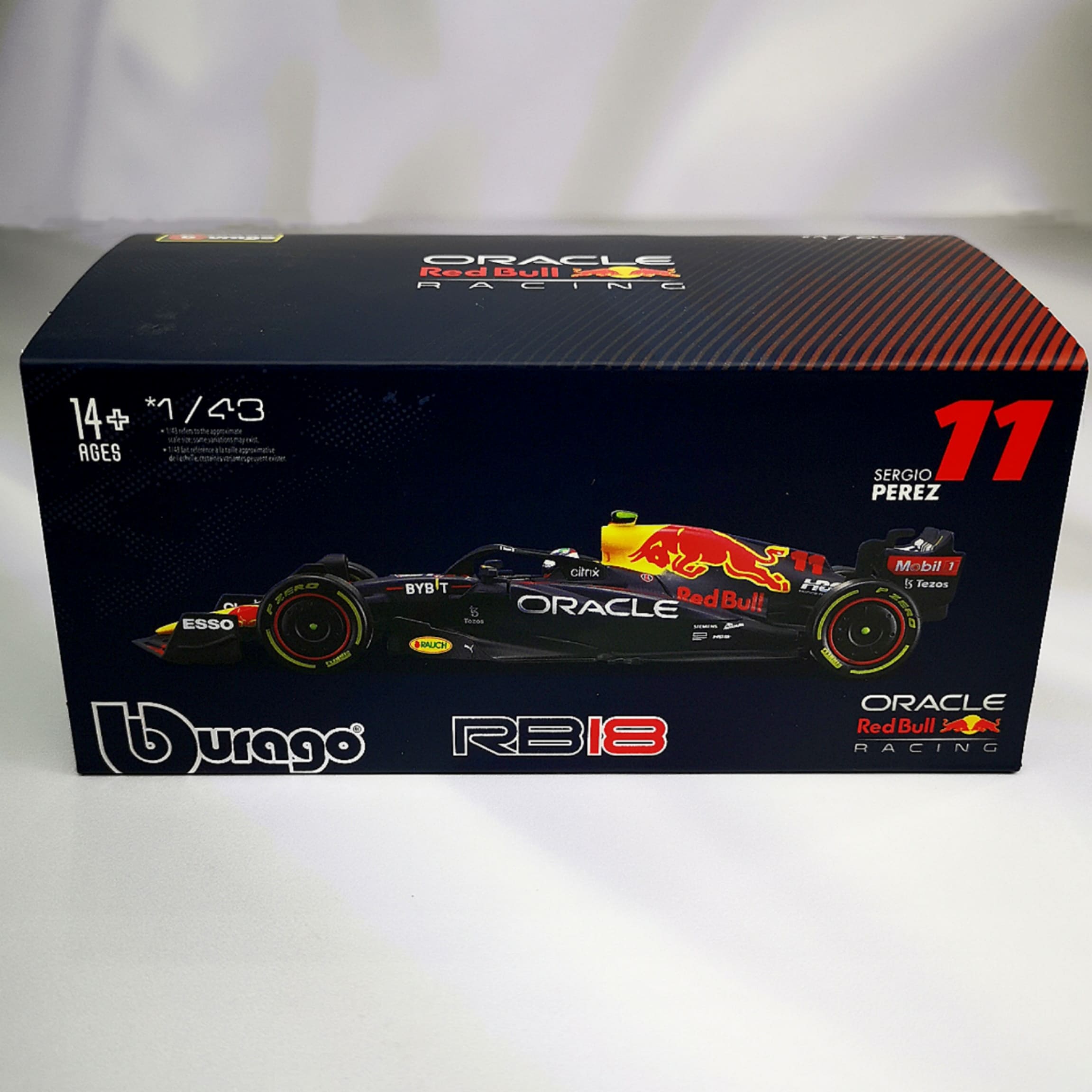 RedBull RB18 2022 #11 Checo Perez Caja Acrilica Burago 1:43 + Llavero Polera