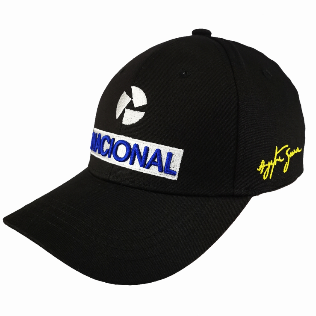 Gorro Jockey Ayrton Senna Formula 1 Retro Nacional Negro