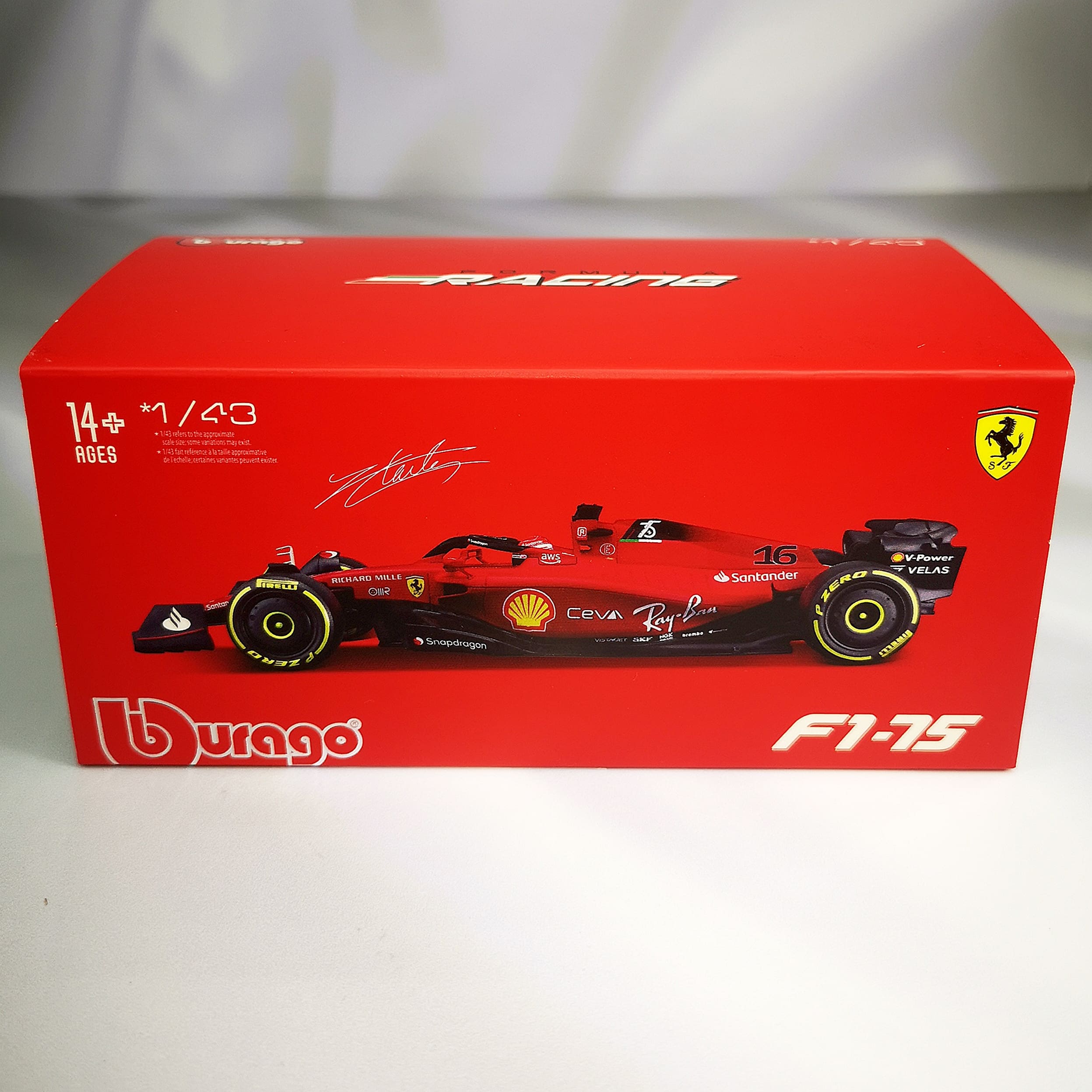 Ferrari F1-75 2022 #16 Charles Leclerc Caja Acrilica Burago 1:43