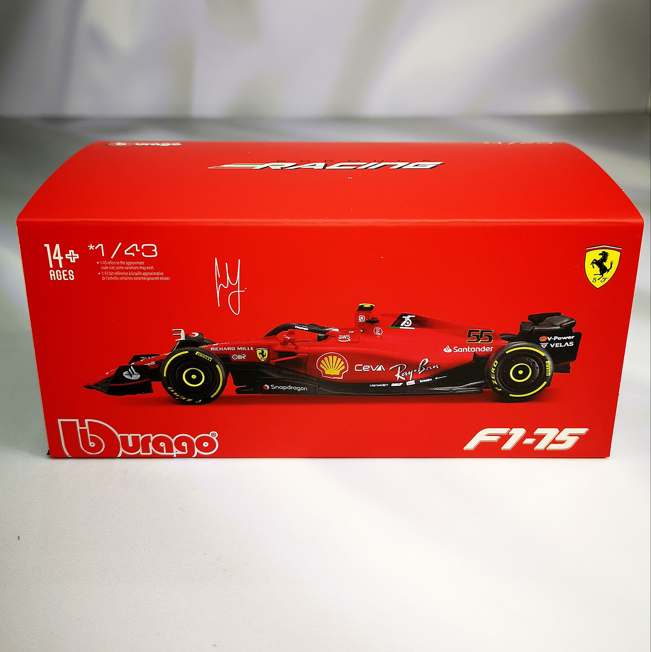 Ferrari F1-75 2022 #55 Carlos Sainz Caja Acrilica Burago 1:43