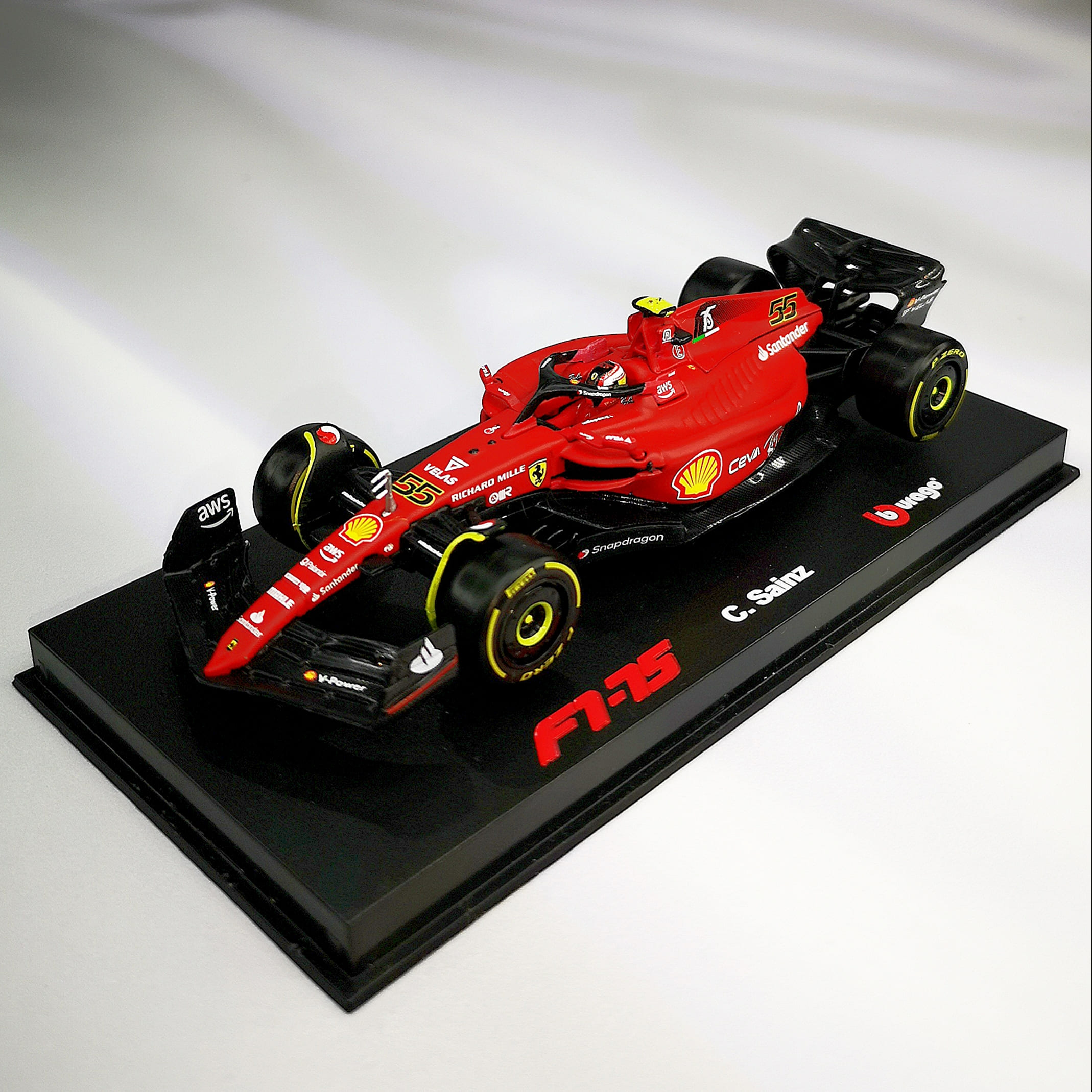 Ferrari F1-75 2022 #55 Carlos Sainz Caja Acrilica Burago 1:43