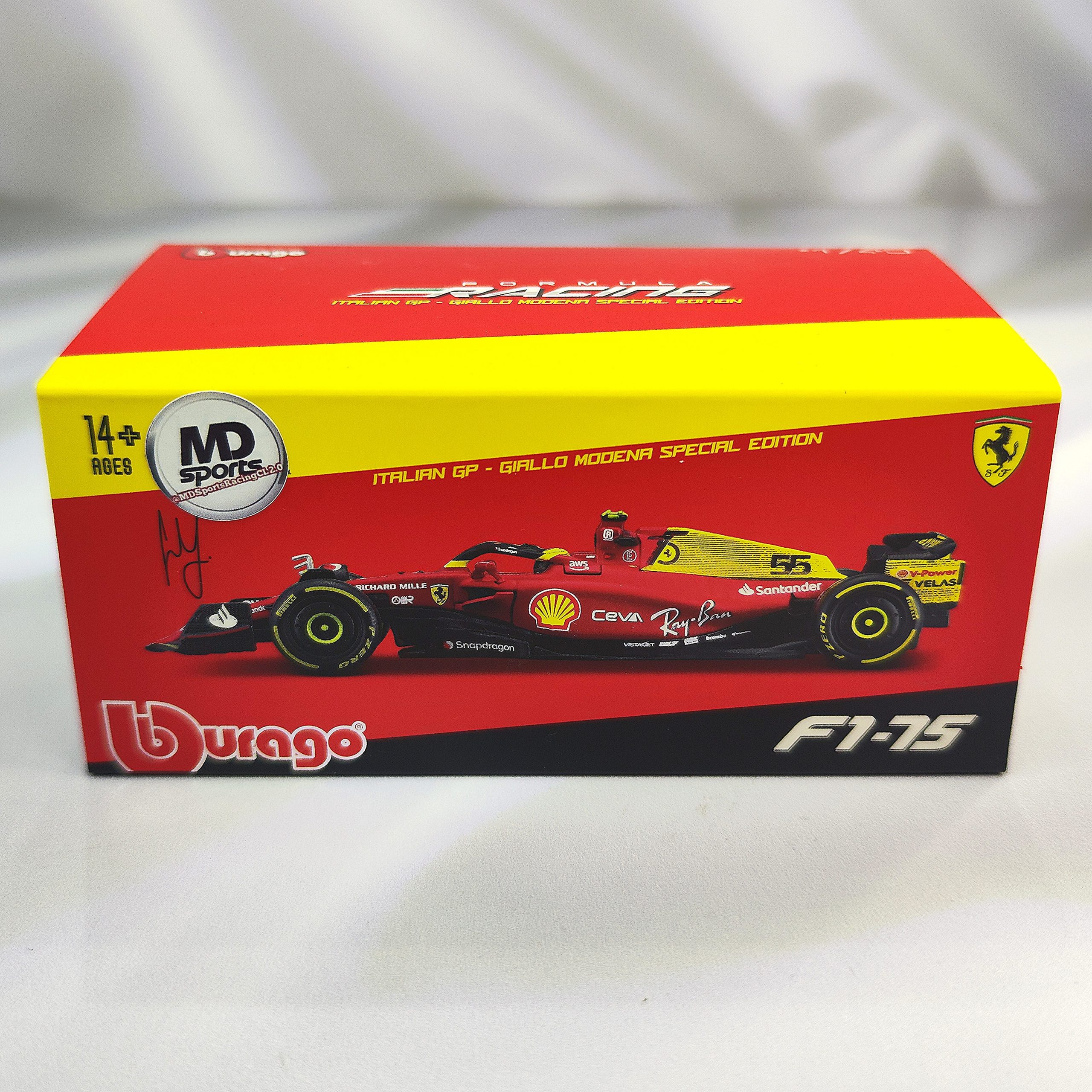 Ferrari F1-75 GP Monza 2022 #55 Carlos Sainz Caja Acrilica Burago 1:43