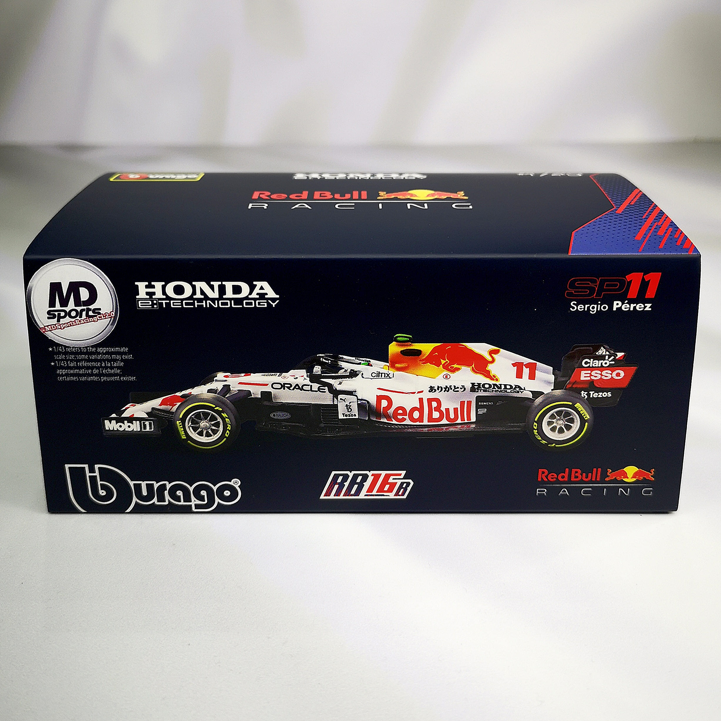 RedBull RB16b Special Blanco 2021 #11 Checo Perez Caja Acrilica Burago 1:43