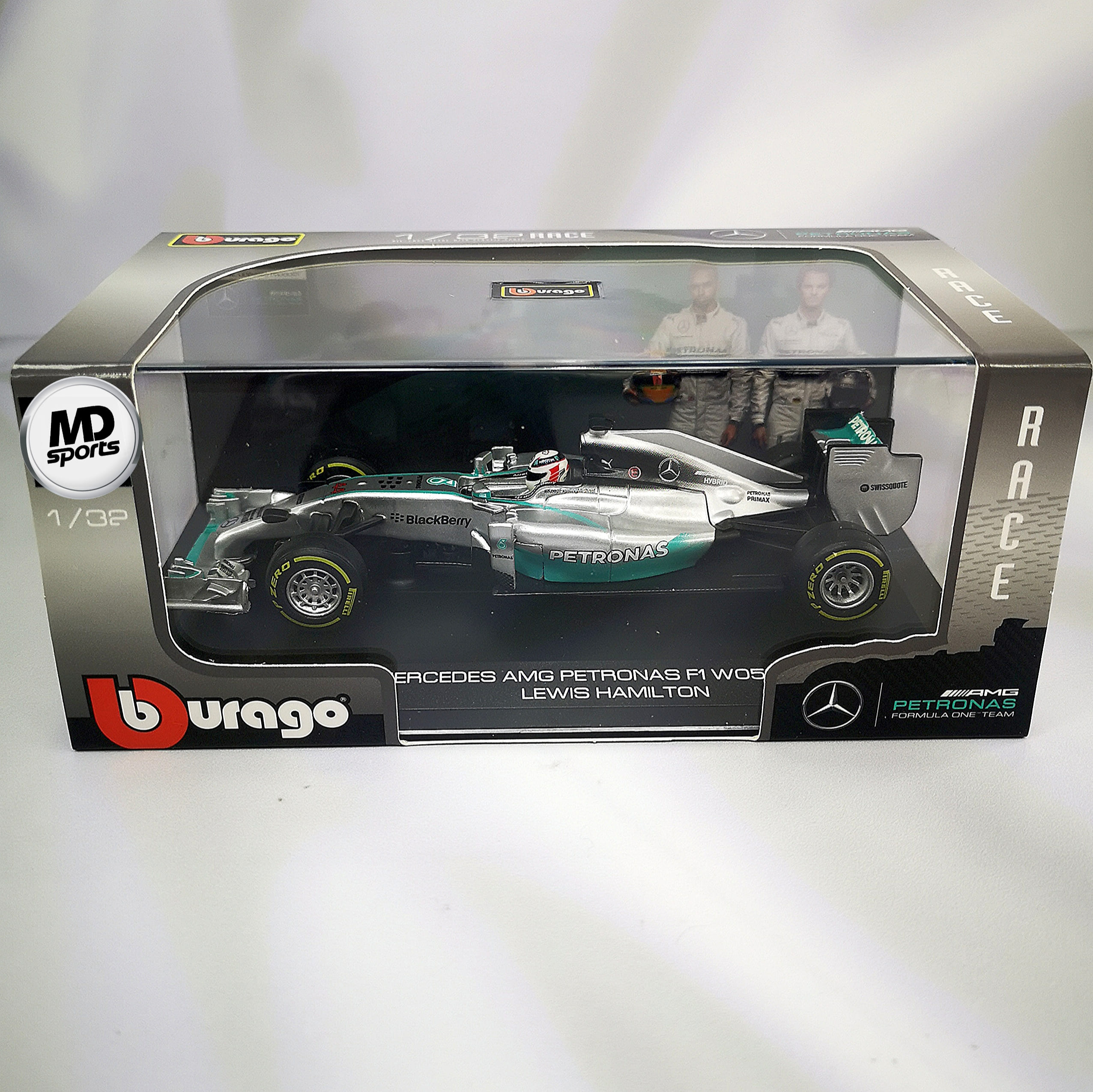 Mercedes W05 2014 #44 Lewis Hamilton Caja Acrilica Burago 1:32