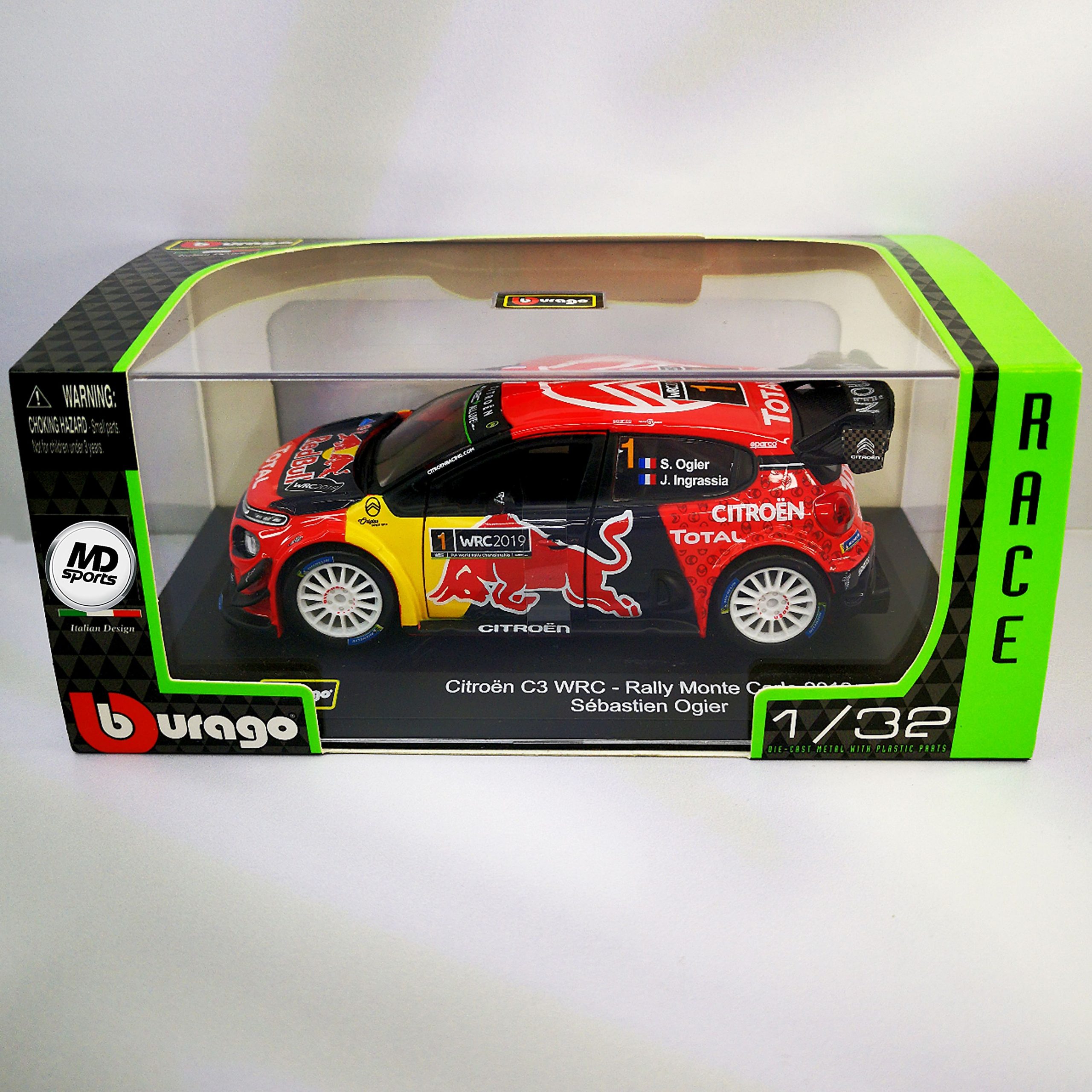 Citroen C3 WRC 2019 #1 Sebastien Ogier Caja Acrilica Burago 1:32