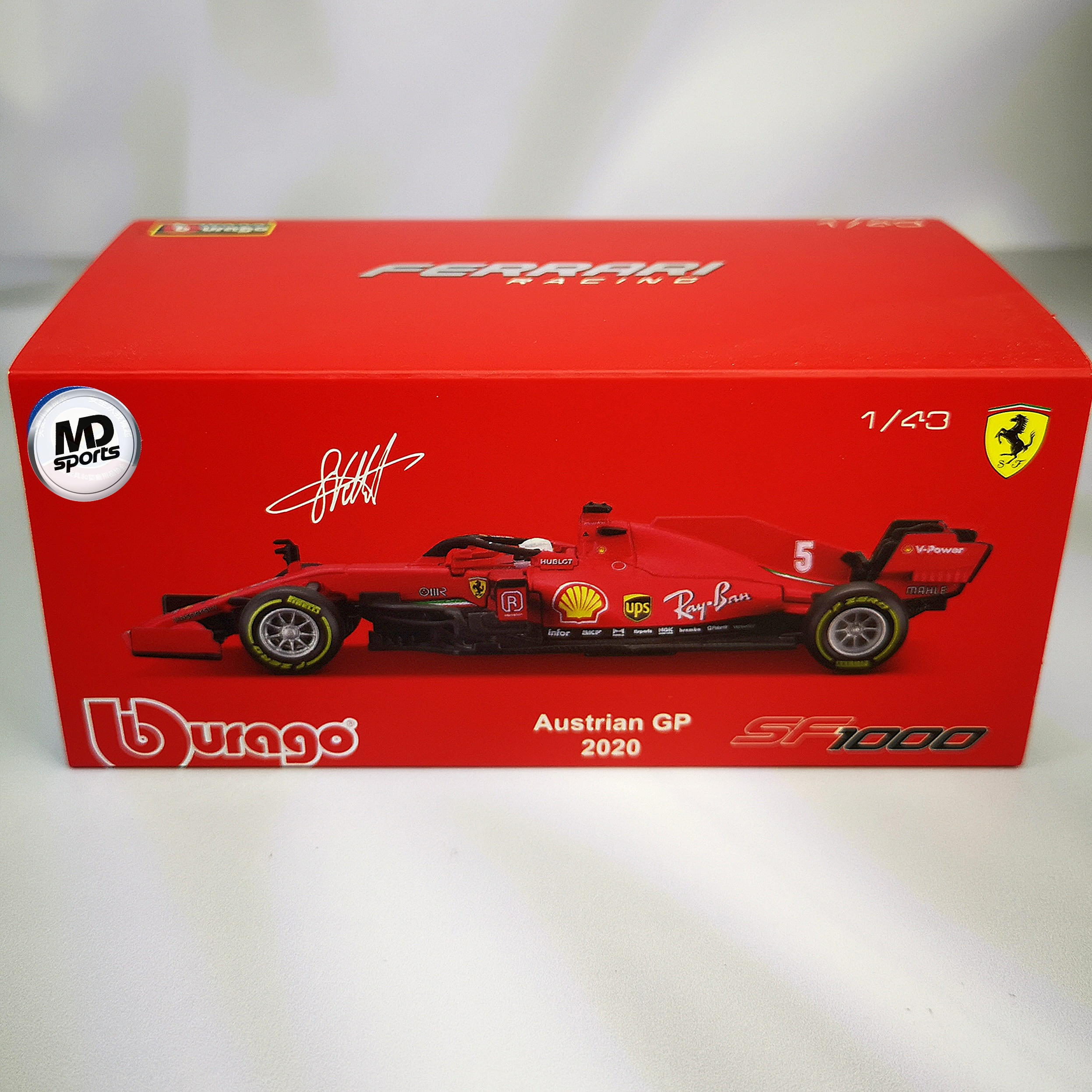 Ferrari SF1000 Standard 2020 #5 Sebastian Vettel Caja Acrilica Burago 1:43