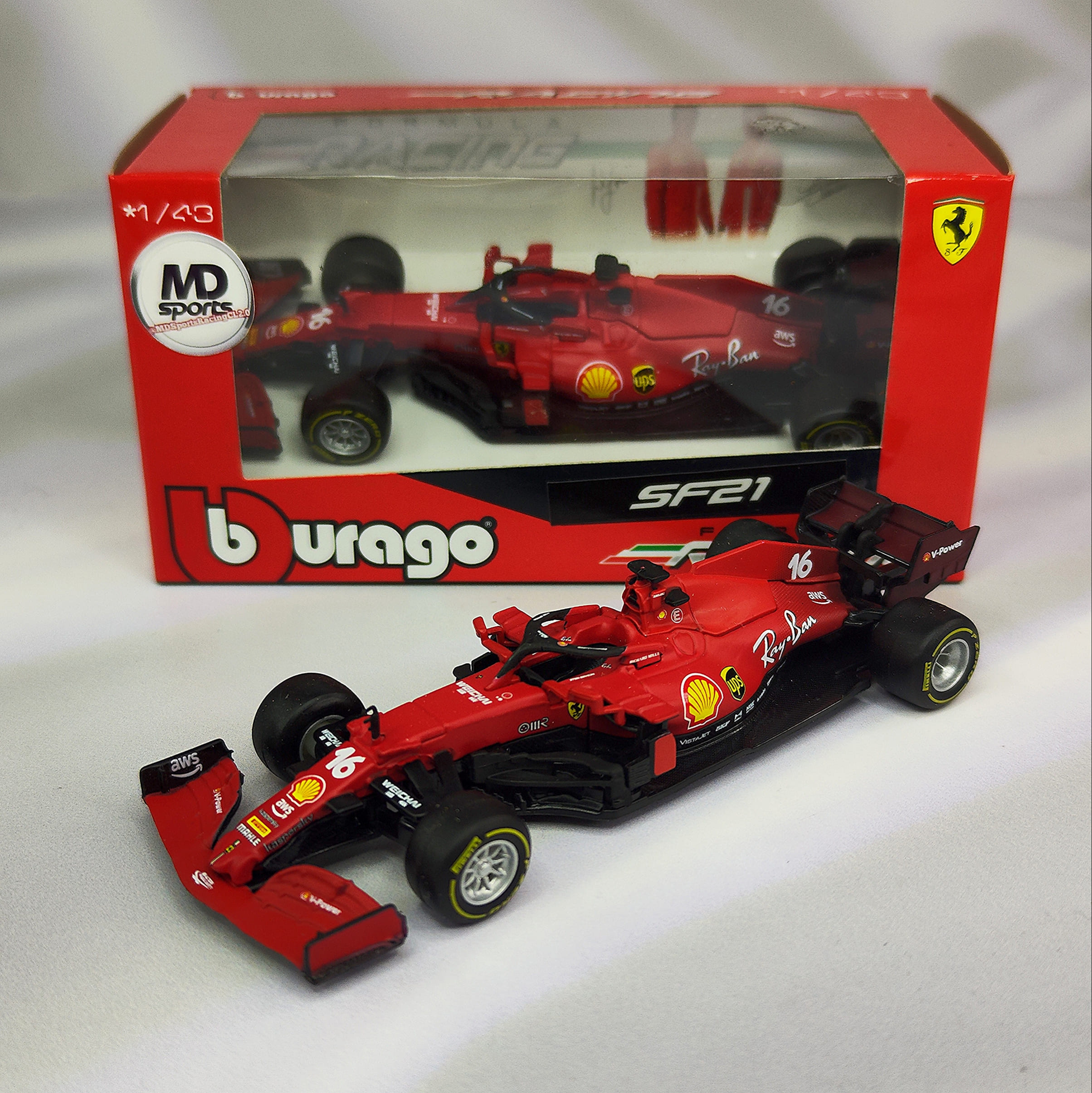 Ferrari SF21 2021 #16 Charles Leclerc Caja Normal Burago 1:43