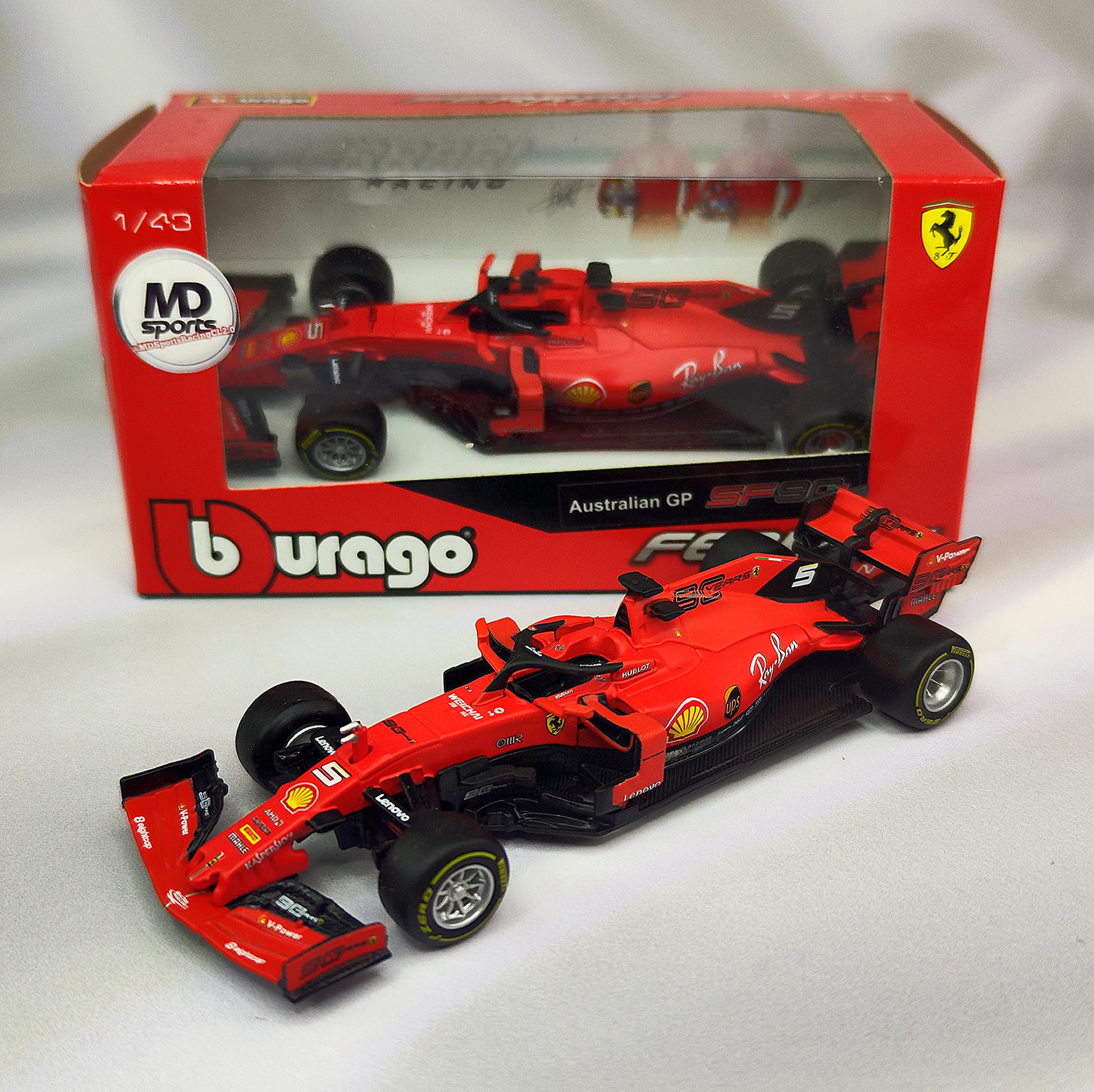 Ferrari SF90 2019 #5 Sebastian Vettel Caja Normal Burago 1:43