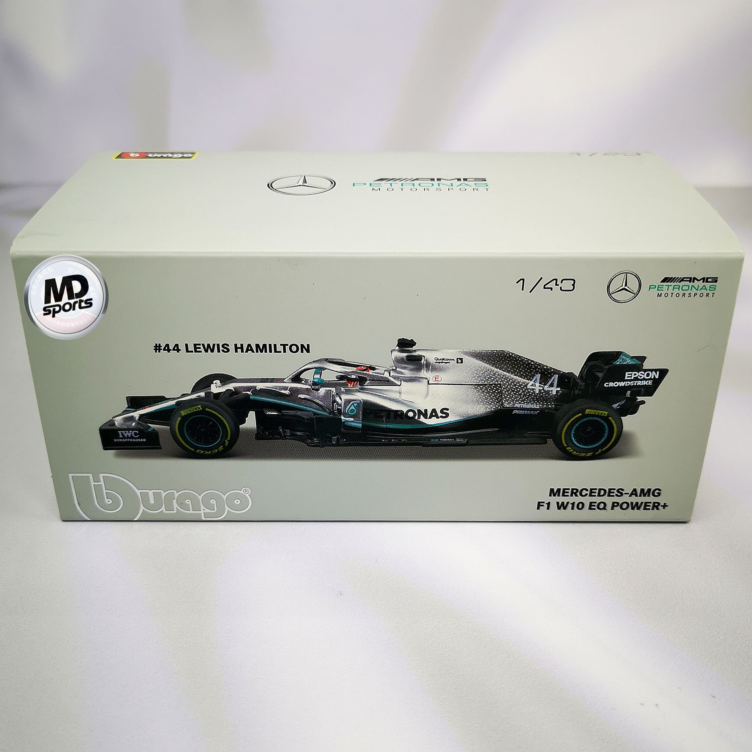 Mercedes W10 2019 #44 Lewis Hamilton Caja Acrilica Burago 1:43