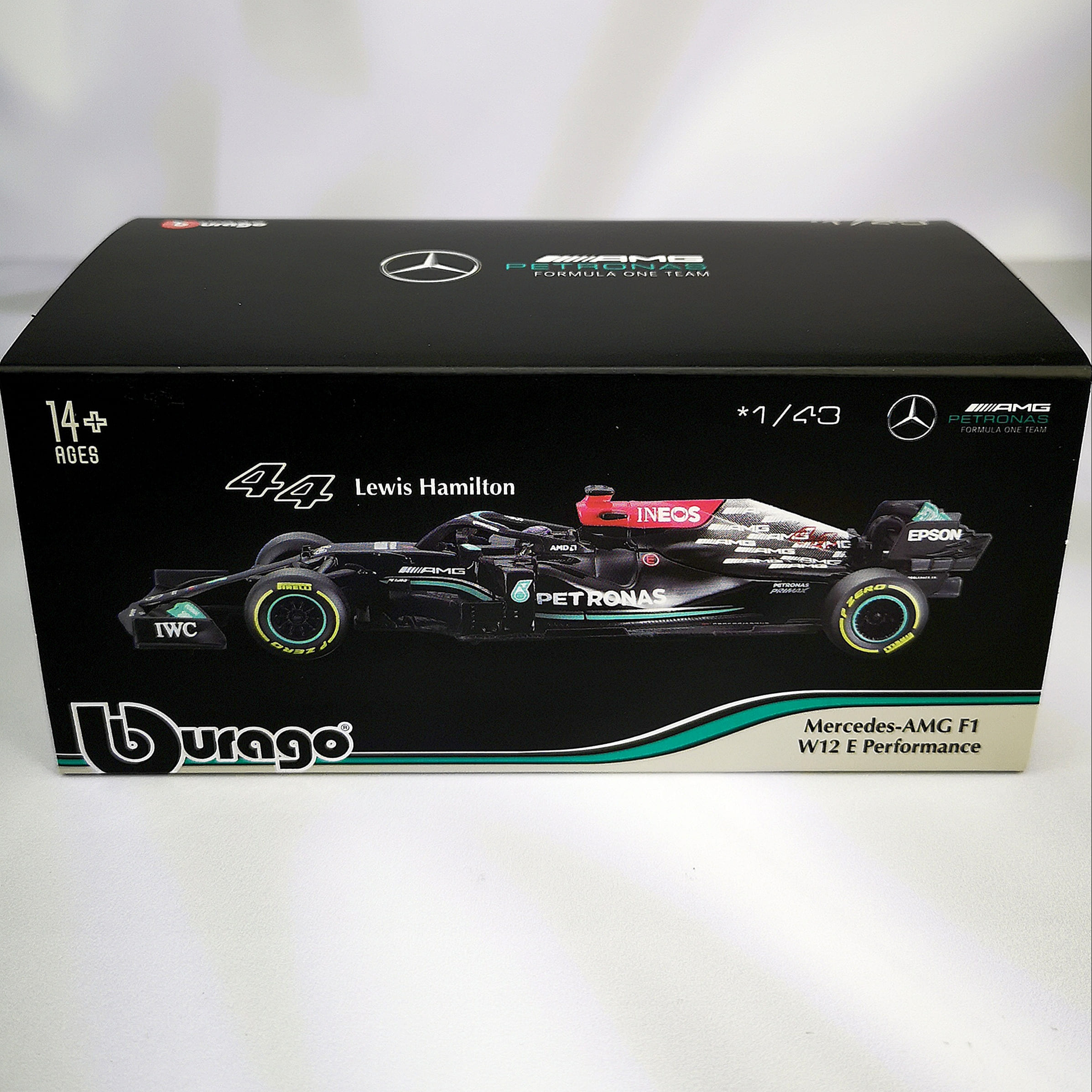 Mercedes W12 2021 #44 Lewis Hamilton Caja Acrilica Burago 1:43