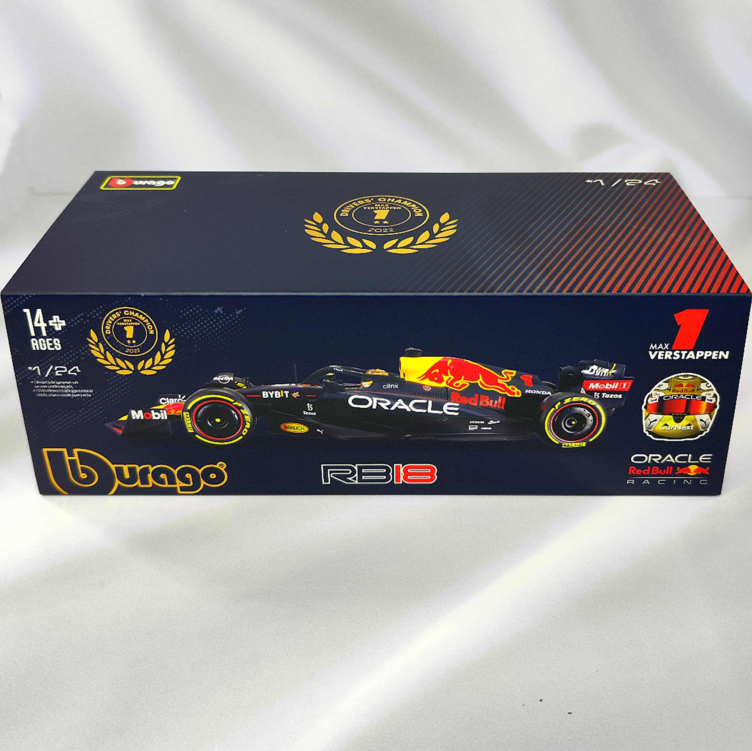 RedBull RB18 2022 #1 Max Verstappen Caja Acrilica Burago 1:24