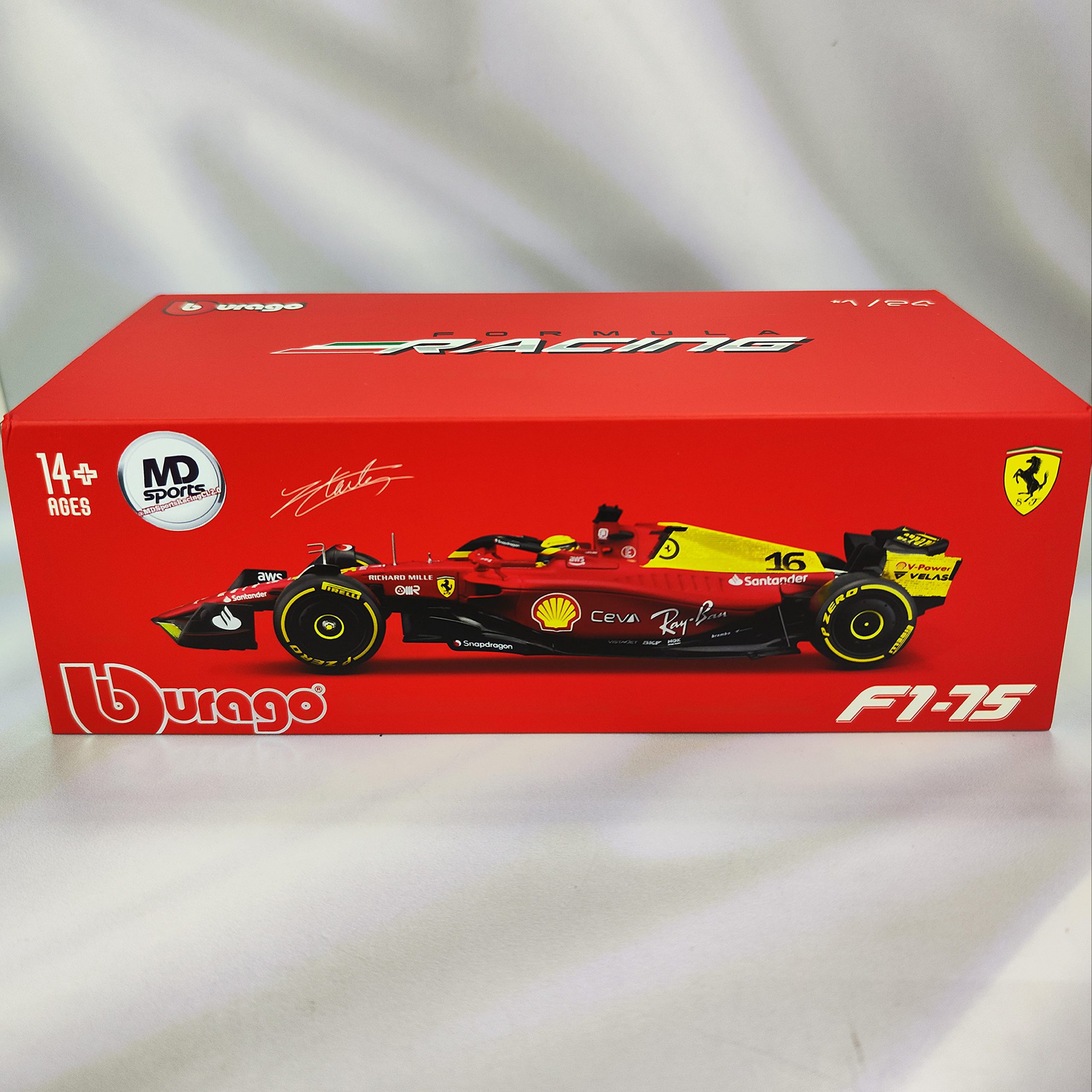 Ferrari F1-75 Special 2022 #16 Charles Leclerc Caja Acrilica Burago 1:24