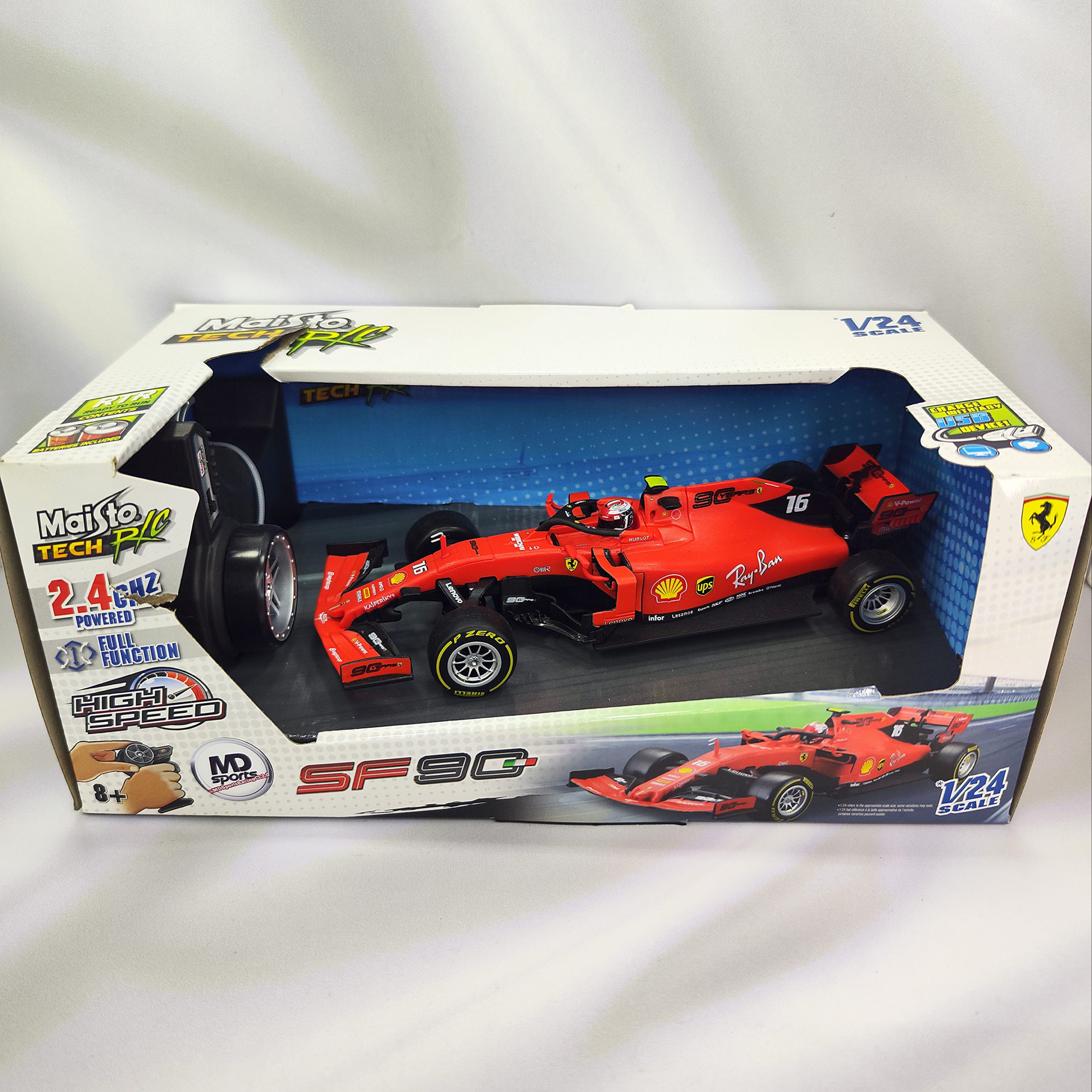 Ferrari SF90 2019 #16 Charles Leclerc Maisto 1:24 Control Remoto