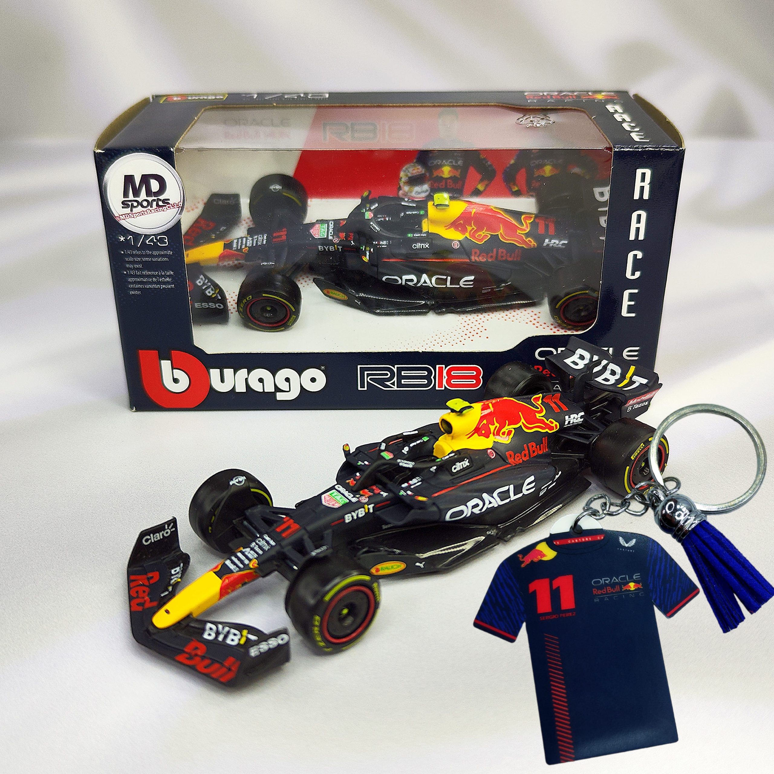 RedBull RB18 2022 #11 Checo Perez Caja Normal Burago 1:43 + Llavero Polera