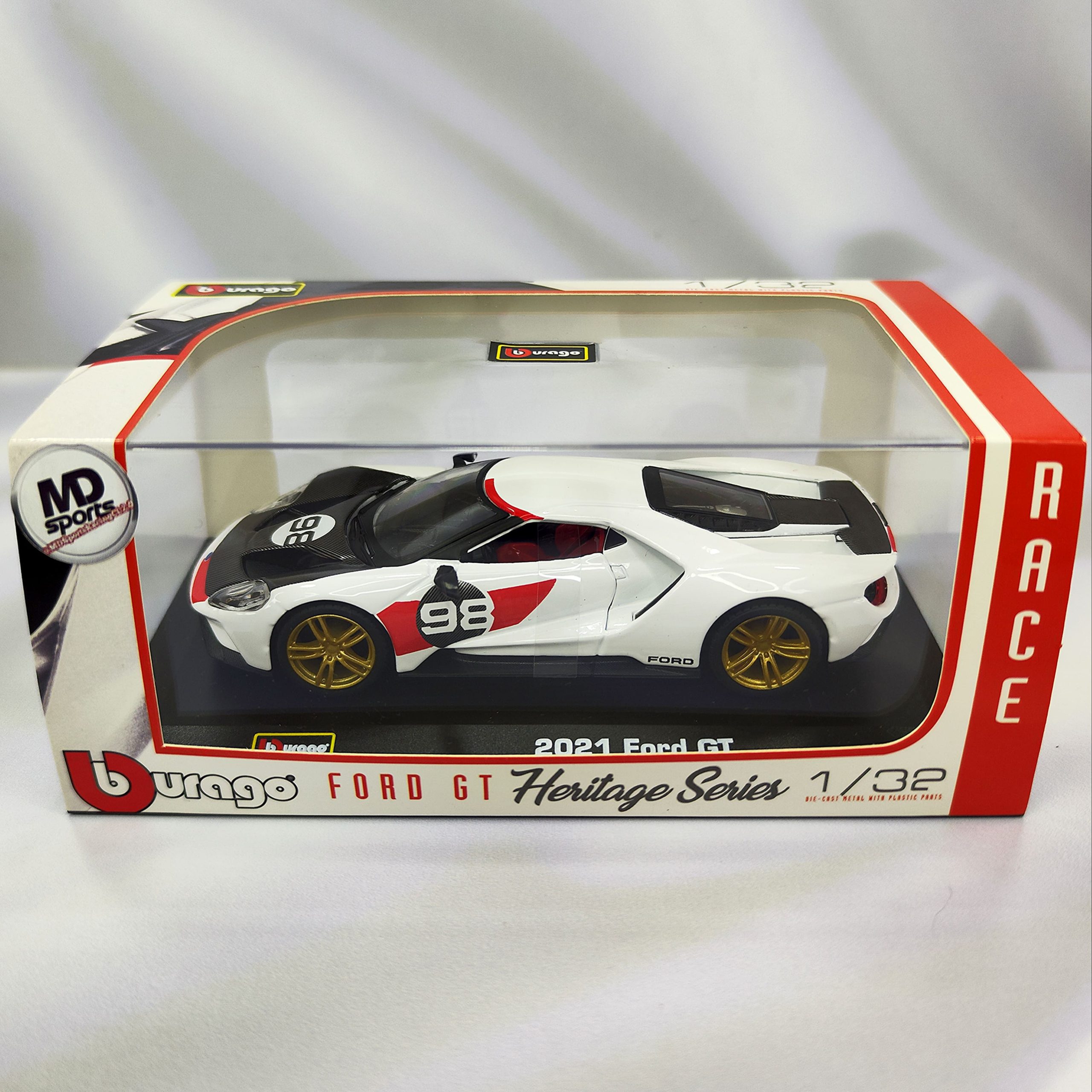 Auto Ford GT 2021 Caja Acrilica Burago 1:32