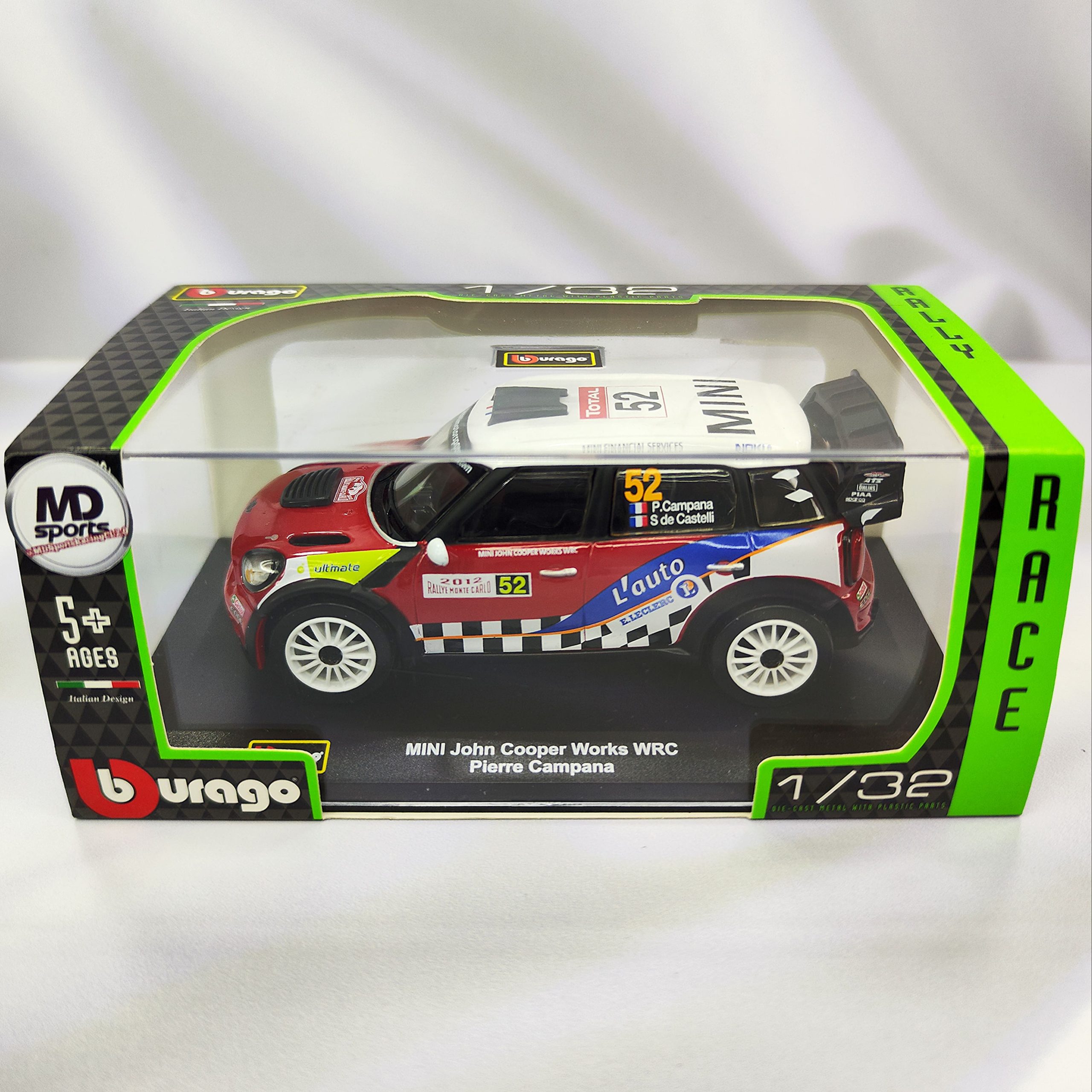 Mini Cooper Works WRC 2012 #52 Pierre Campana Caja Acrilica Burago 1:32