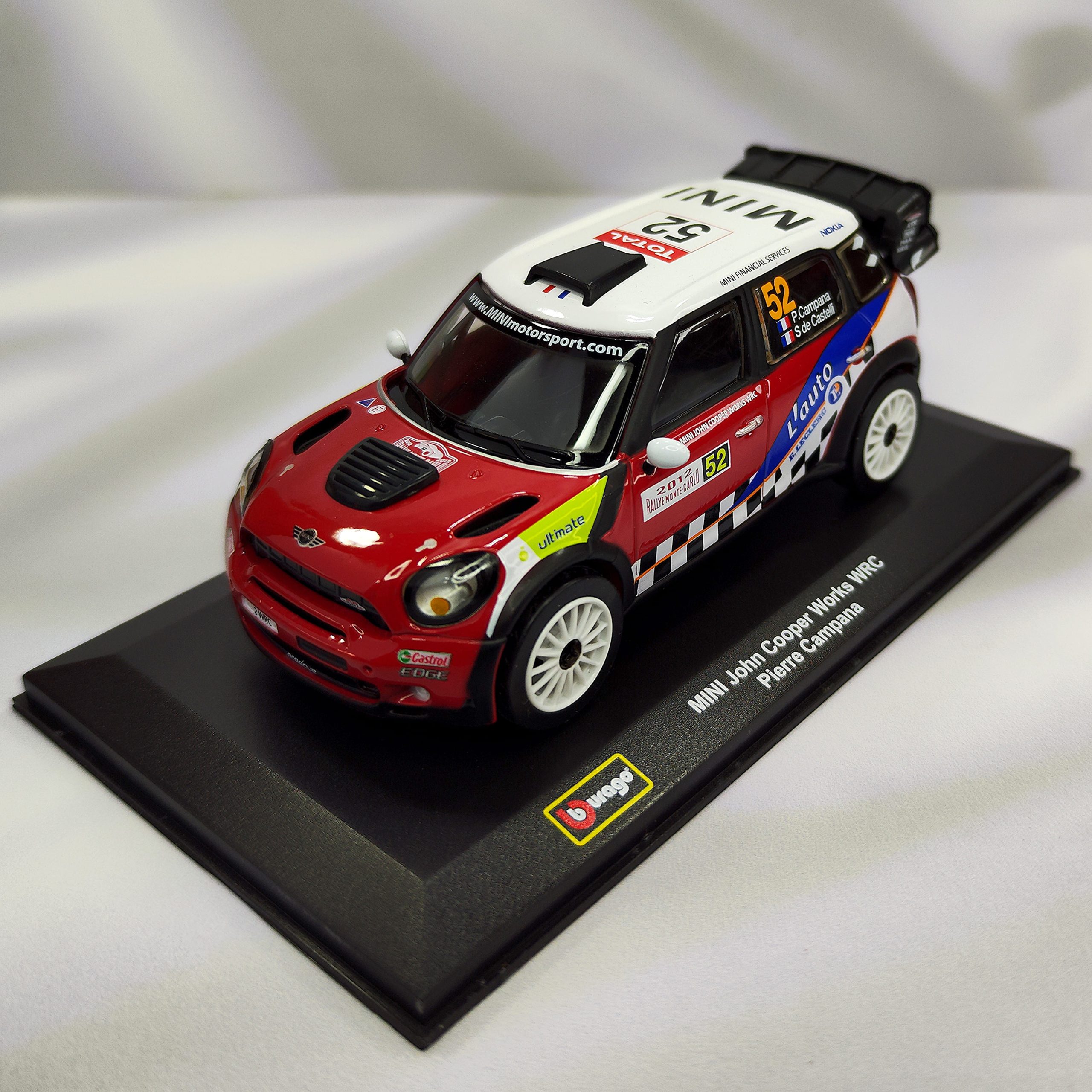 Mini Cooper Works WRC 2012 #52 Pierre Campana Caja Acrilica Burago 1:32