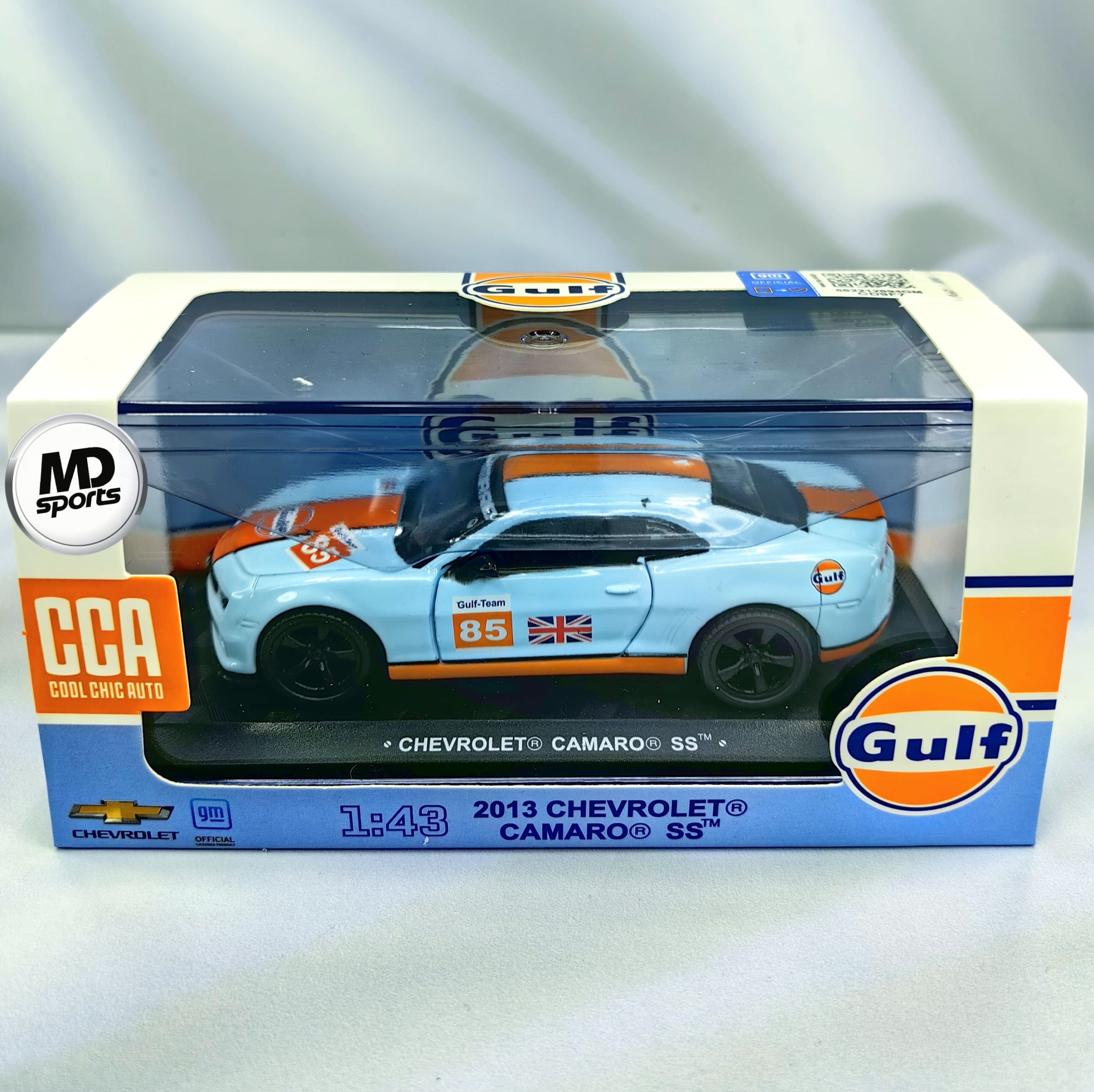 Chevrolet Camaro SS 2013 #85 Colección Gulf Caja Acrilica 1:43