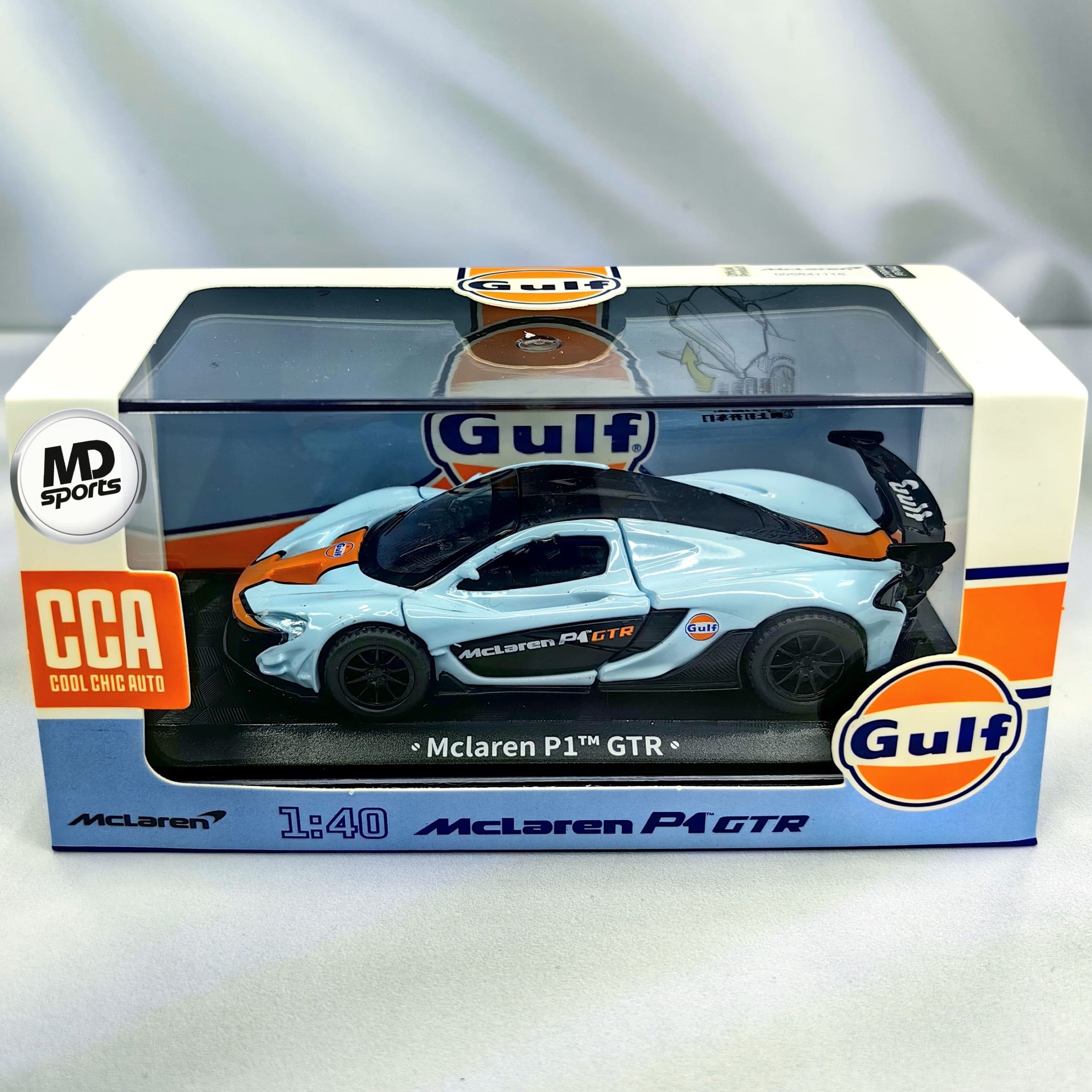 Mclaren P1 GTR Colección Gulf Caja Acrilica 1:40