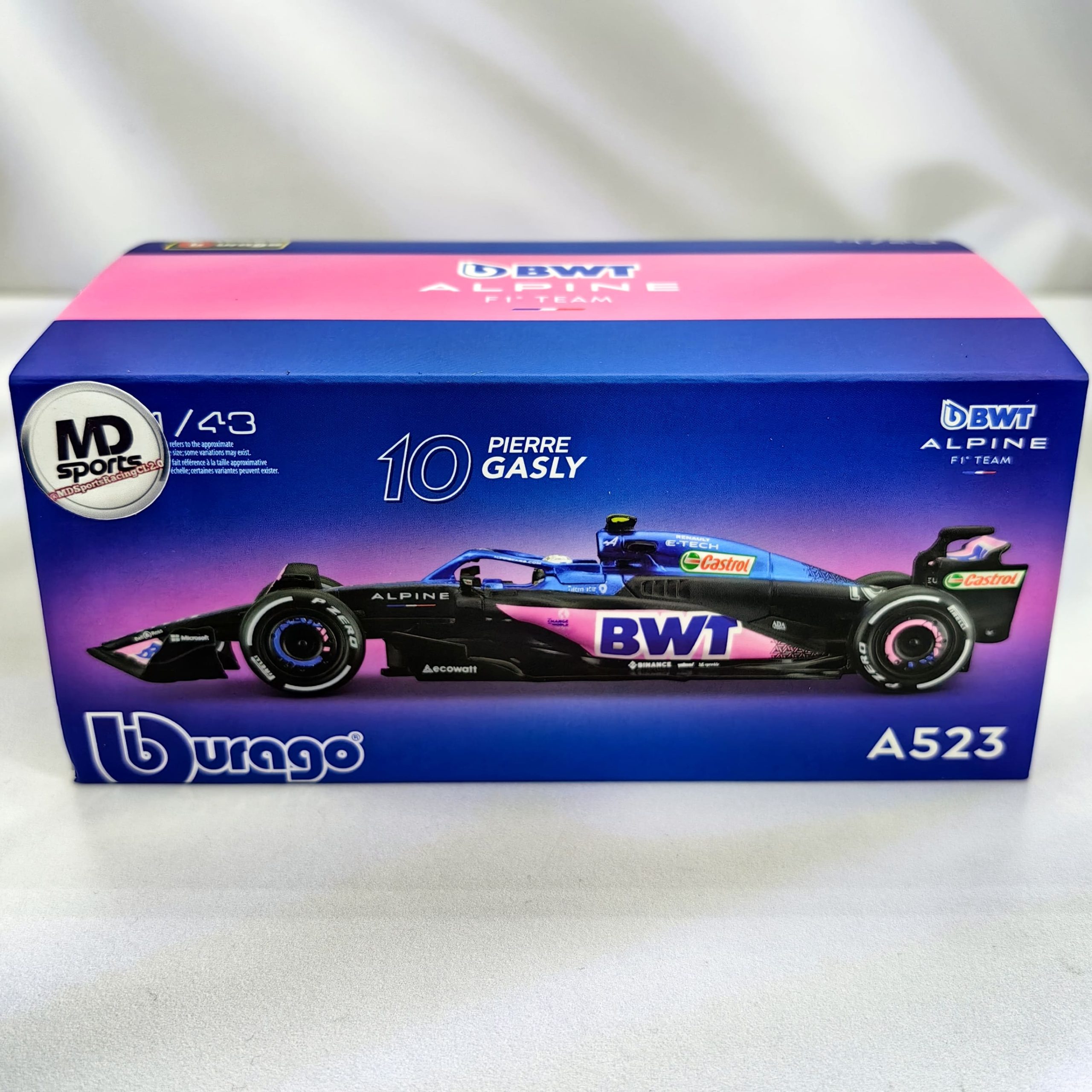 Alpine A523 2023 #10 Pierre Gasly Caja Acrilica Burago 1:43