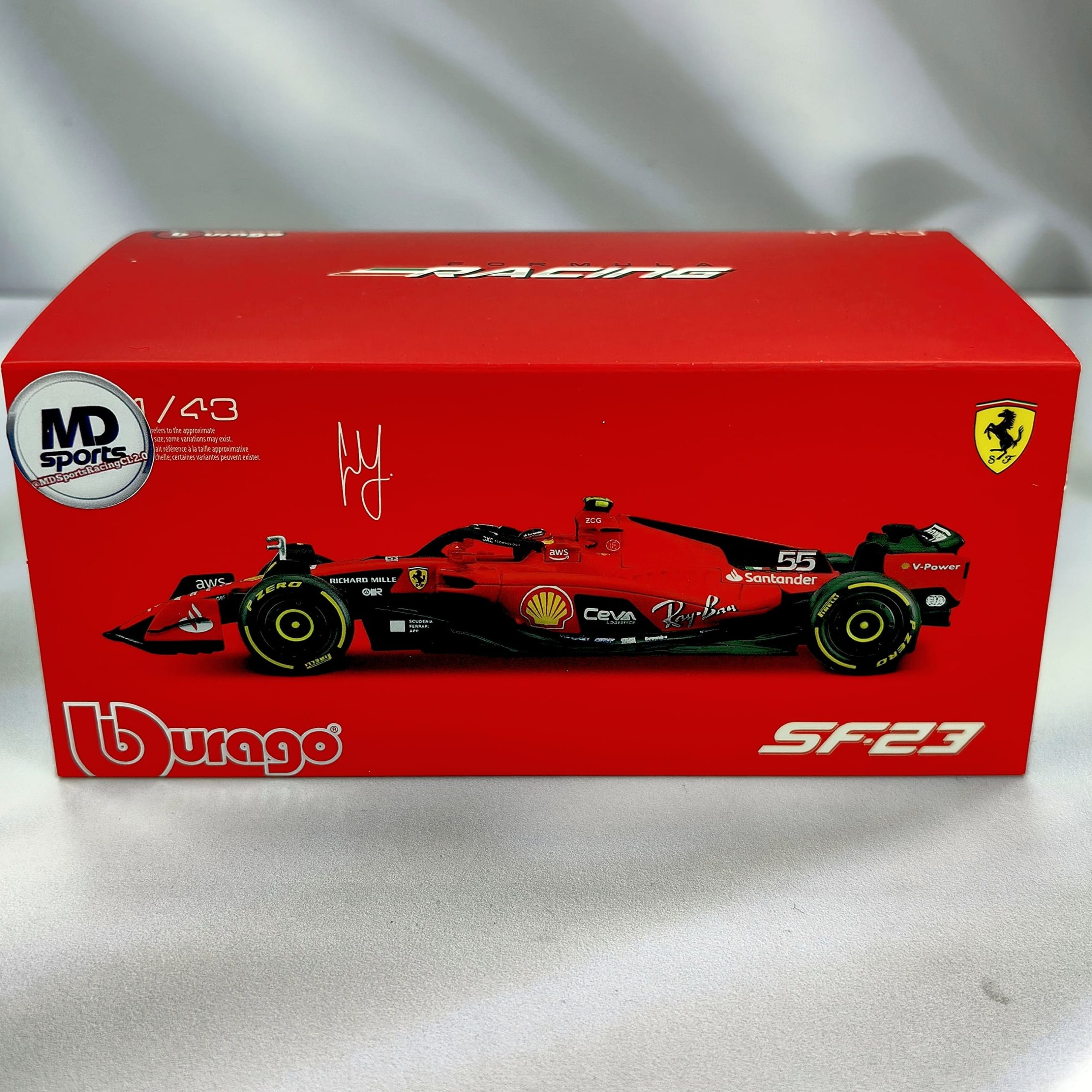 Ferrari SF-23 2023 #55 Carlos Sainz Caja Acrilica Burago 1:43