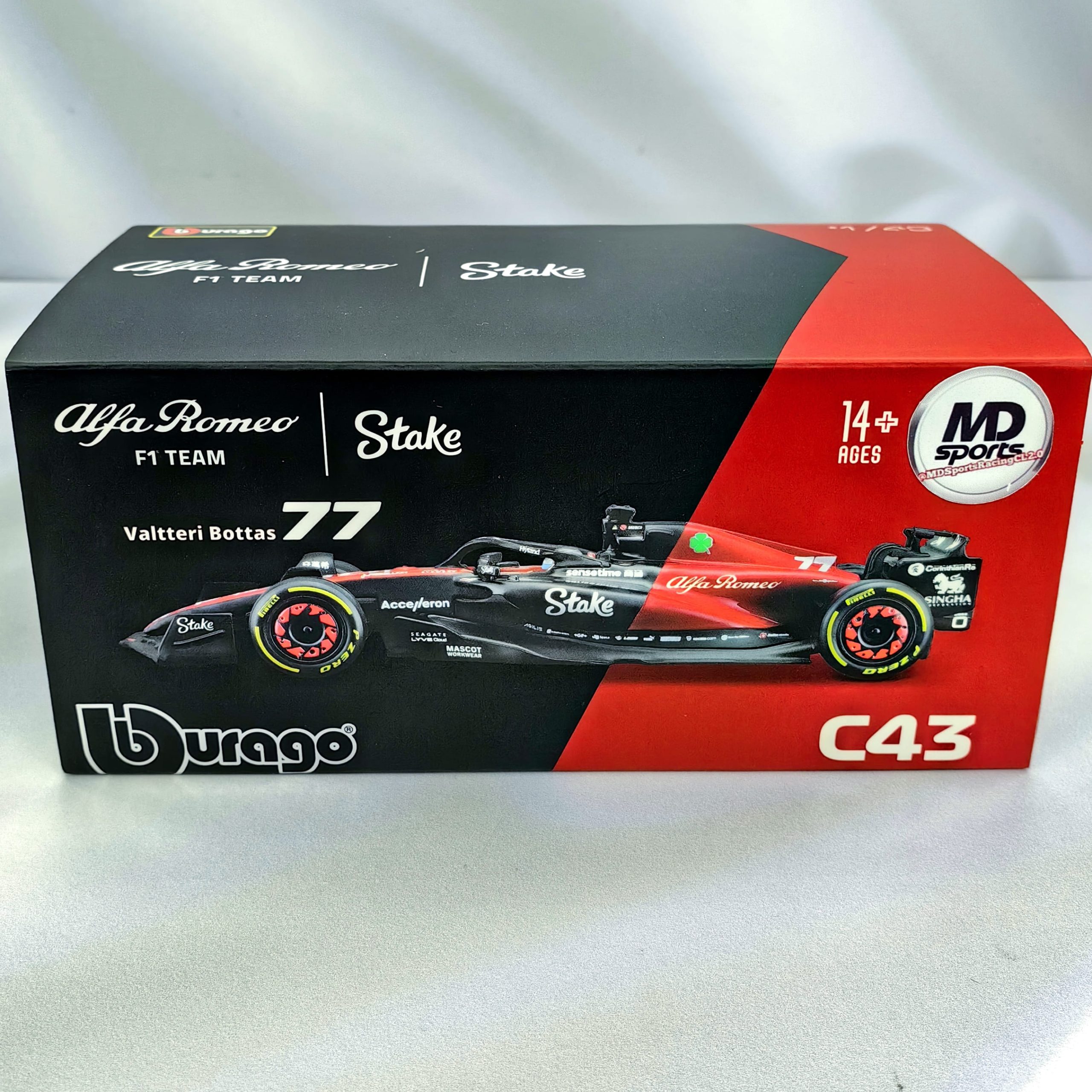 Alfa Romeo C43 2023 #77 Valteri Bottas Caja Acrilica Burago 1:43