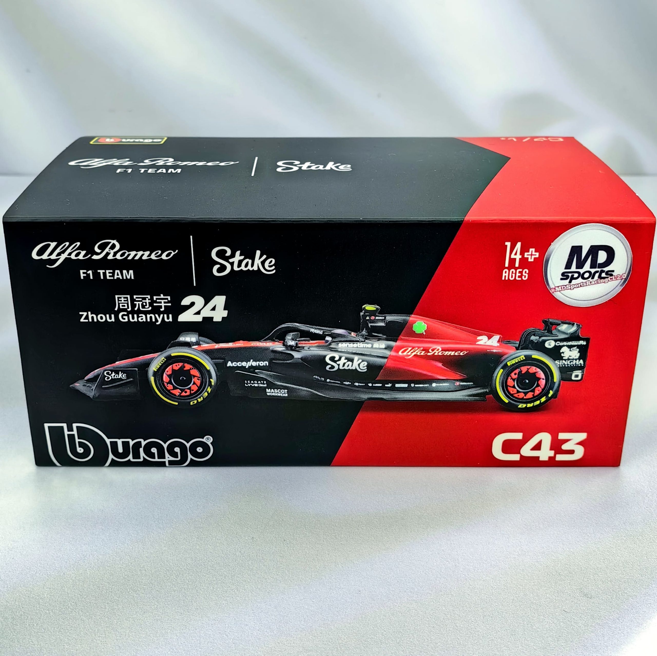 Alfa Romeo C43 2023 #24 Guanyu Zhou Caja Acrilica Burago 1:43