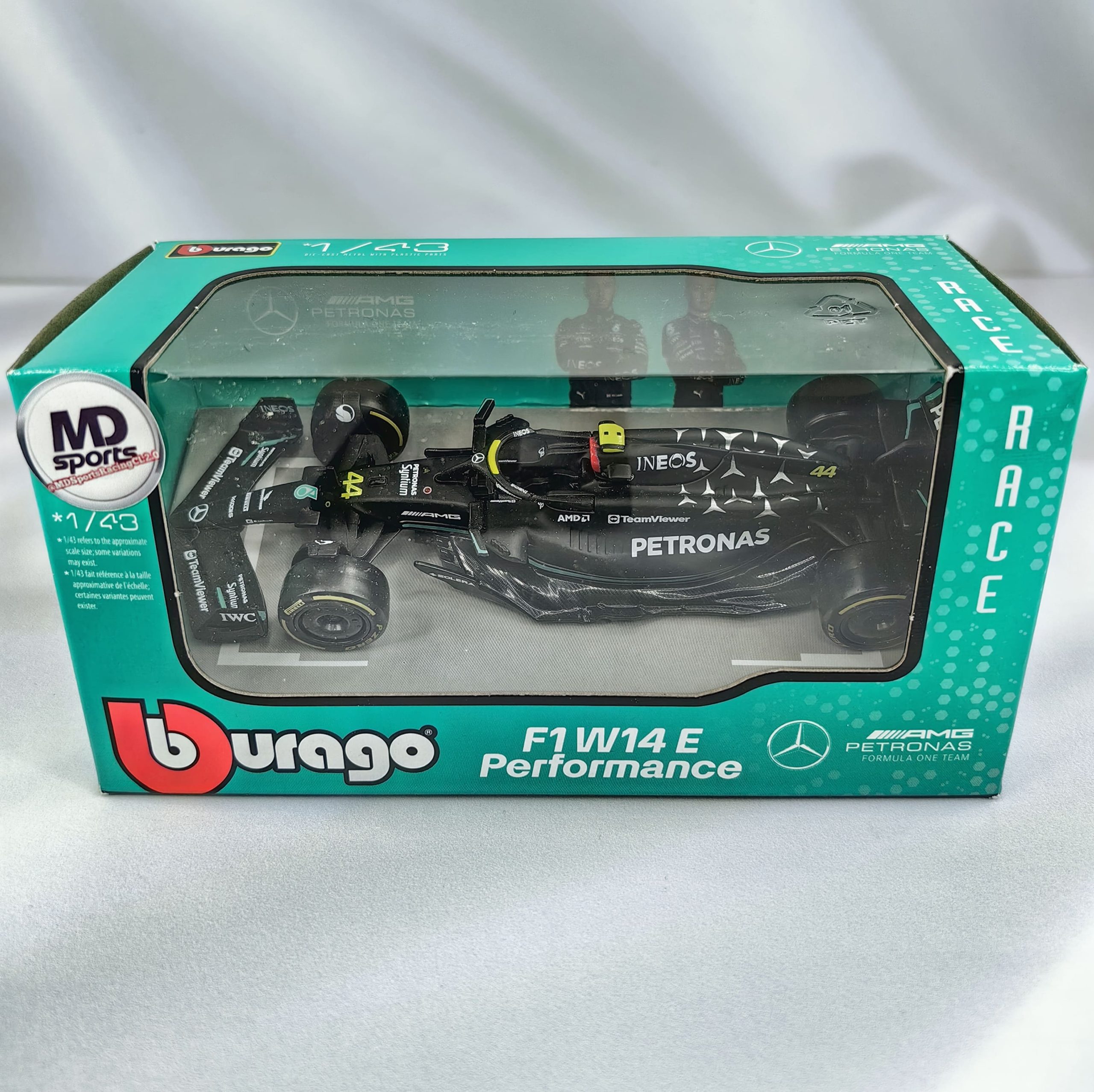 Mercedes W14 2023 #44 Lewis Hamilton Caja Normal Burago 1:43