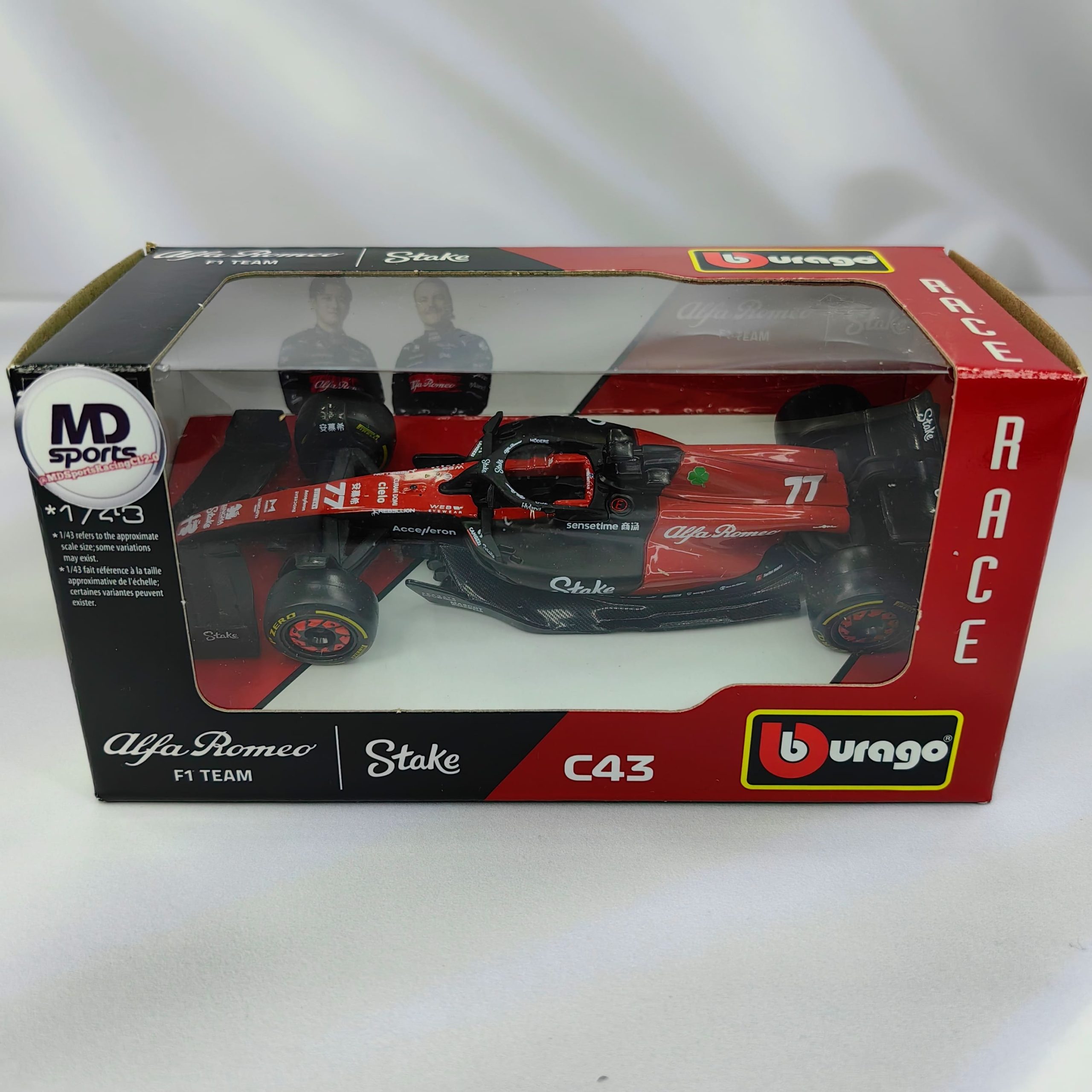 Alfa Romeo C43 2023 #77 Valteri Bottas Caja Normal Burago 1:43