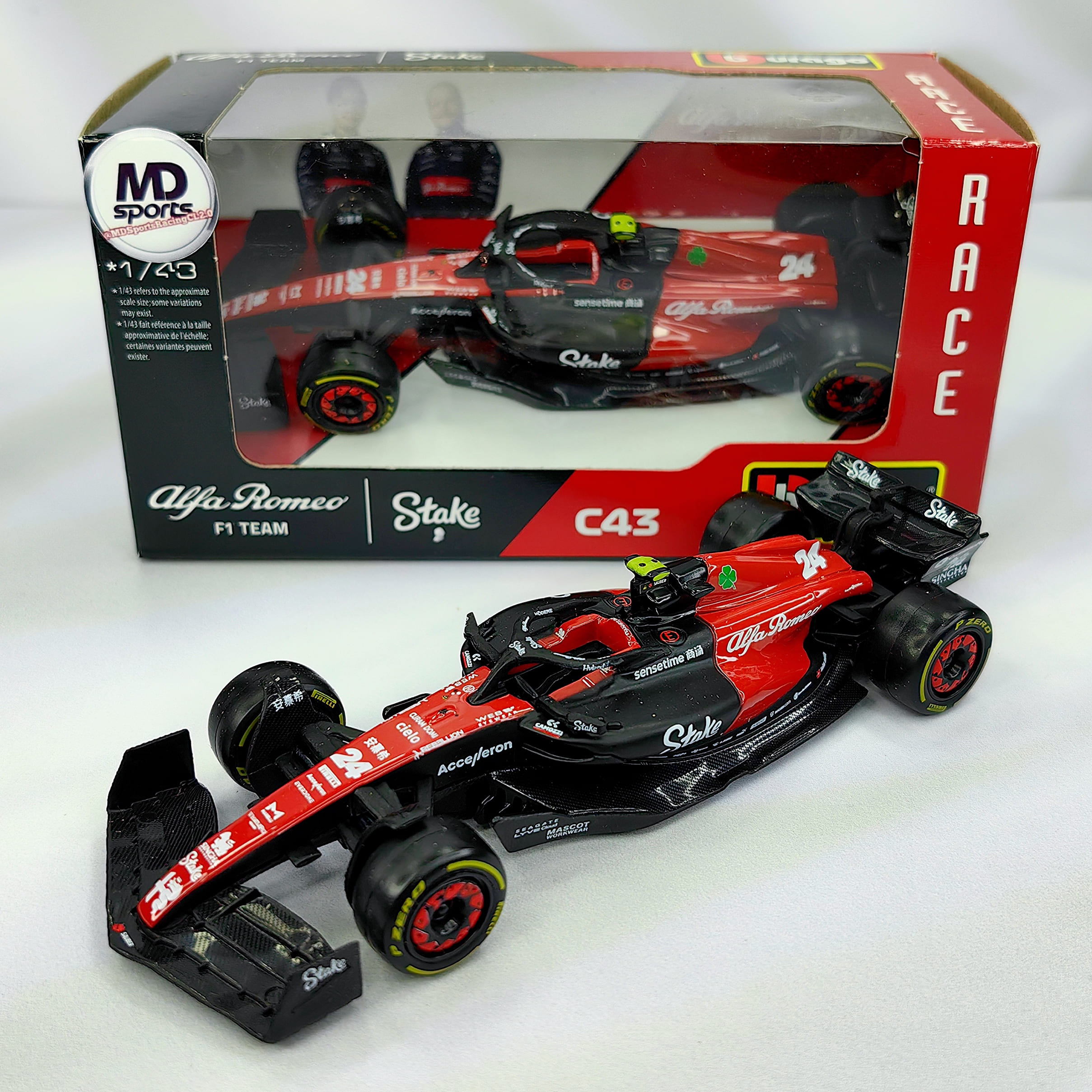 Alfa Romeo C43 2023 #24 Guanyu Zhou Caja Normal Burago 1:43