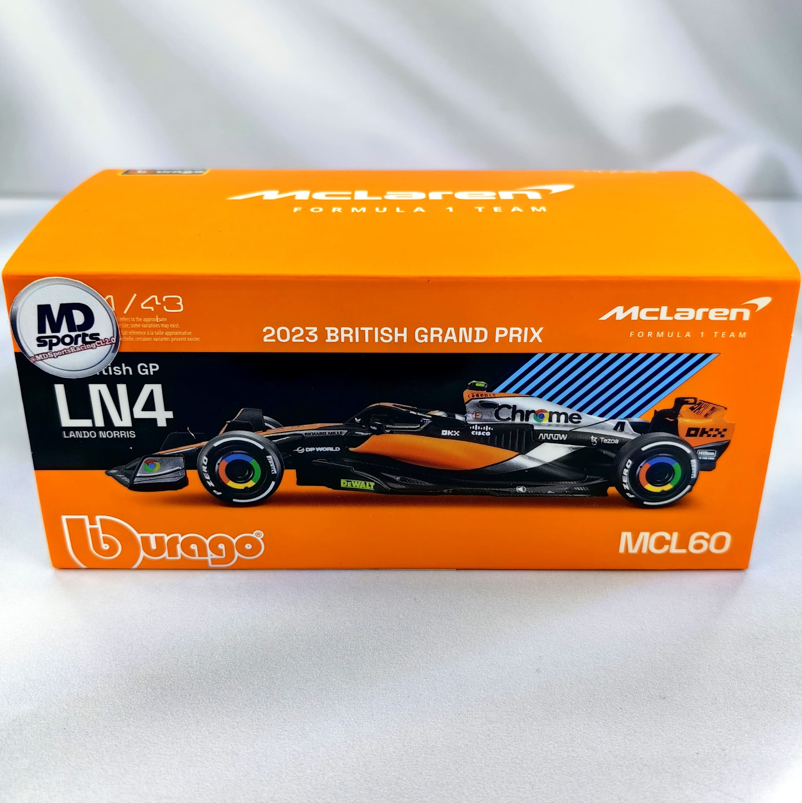 Mclaren MCL60 GP Silverstone 2023 #4 Lando Norris Caja Acrilica Burago 1:43