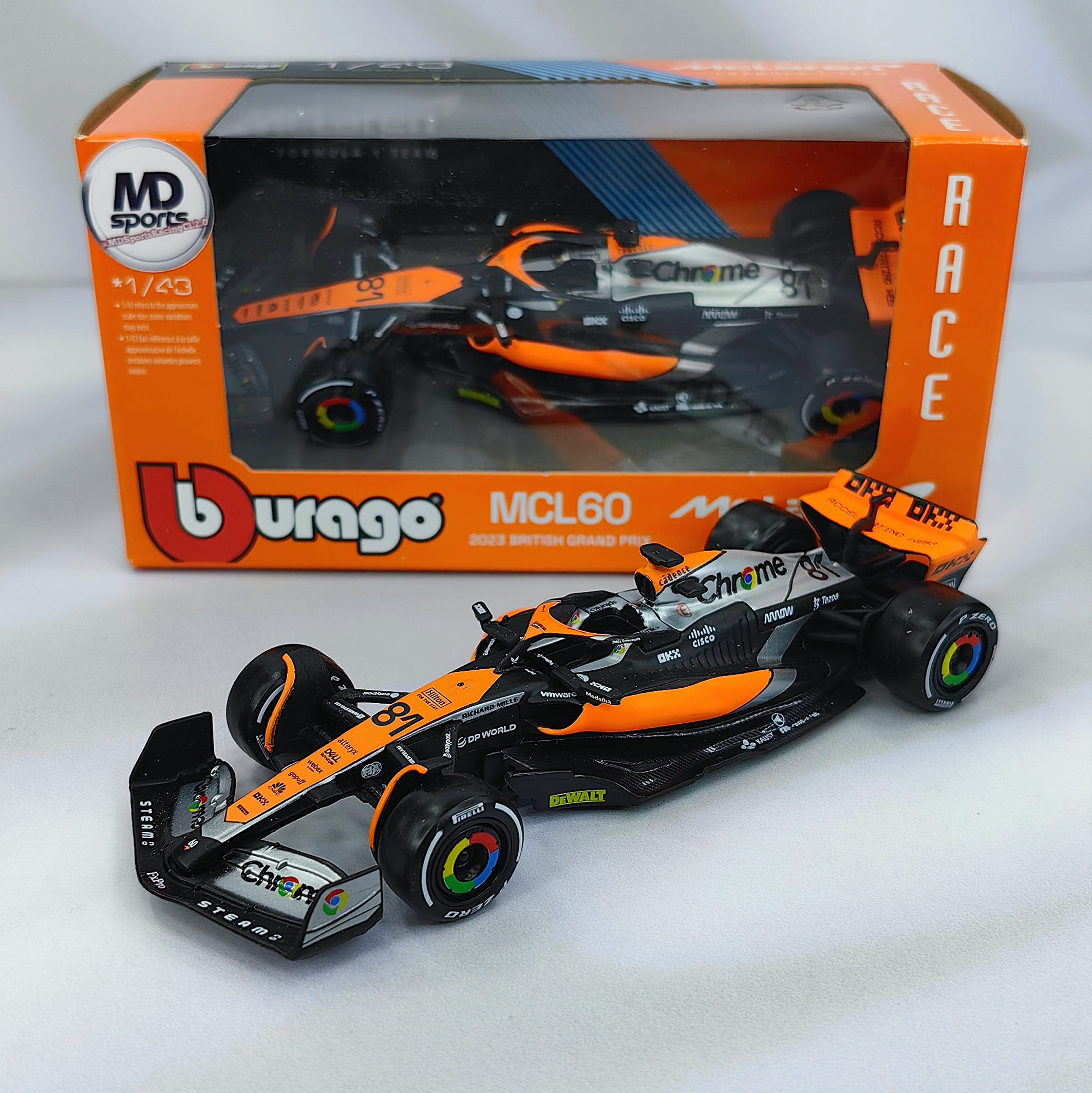 Mclaren MCL60 GP Silverstone 2023 #81 Oscar Piastri Caja Normal Burago 1:43