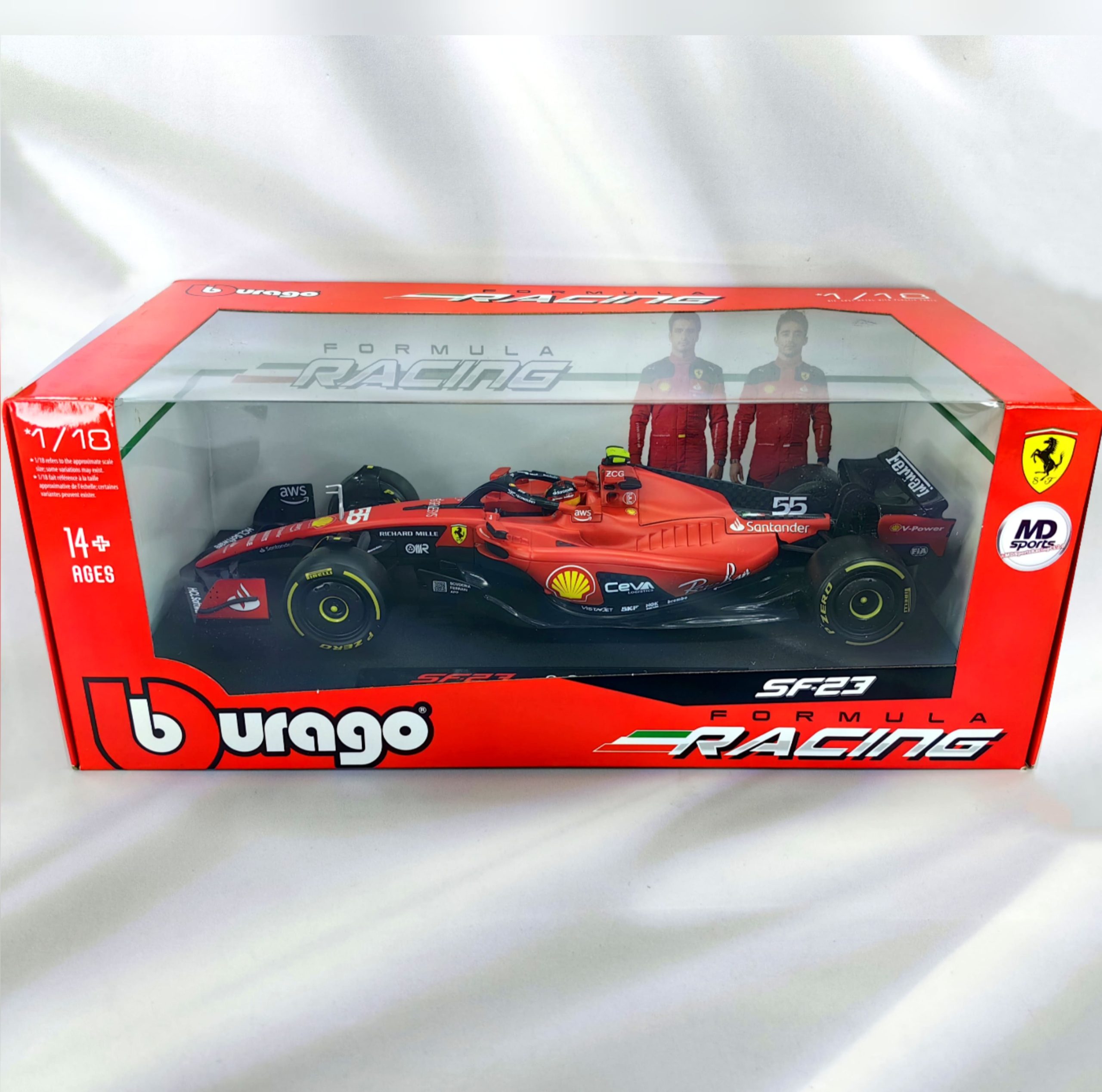 Ferrari SF-23 2023 #55 Carlos Sainz Caja Normal Burago 1:18