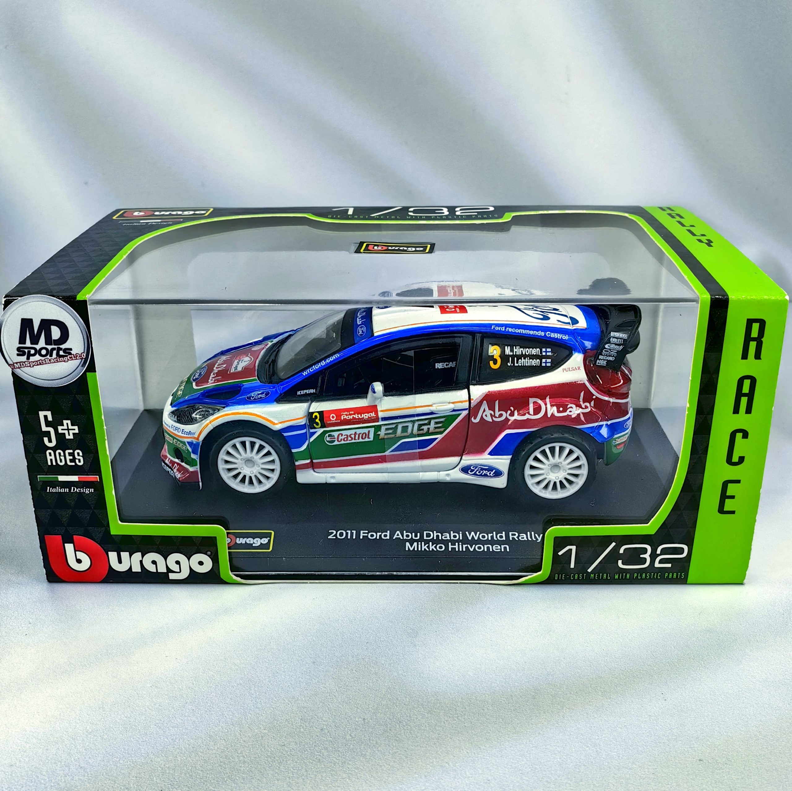 Ford Abu Dhabi WRC 2011 #3 Mikko Hirvonen Caja Acrilica Burago 1:32