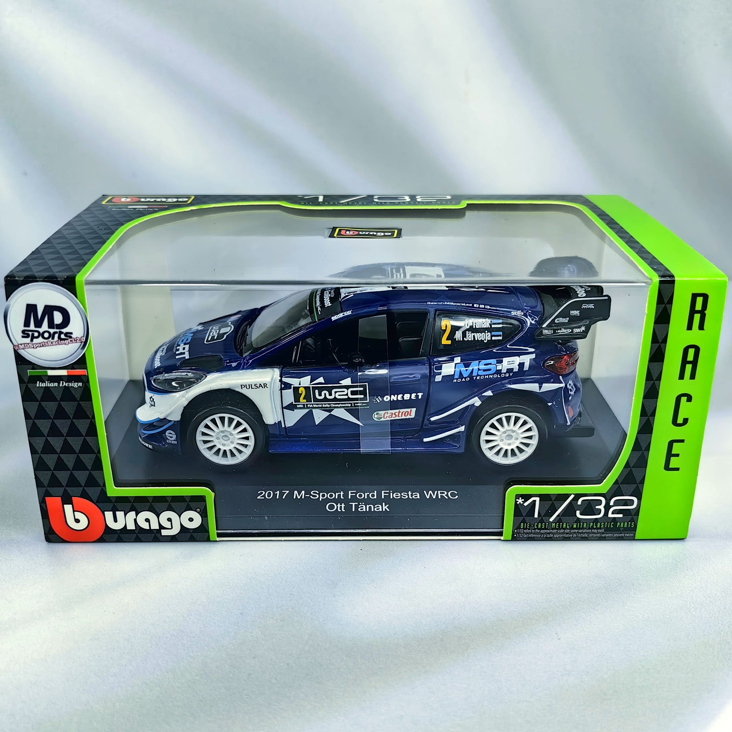 Ford Fiesta WRC 2017 #2 Ott Tanak Caja Acrilica Burago 1:32