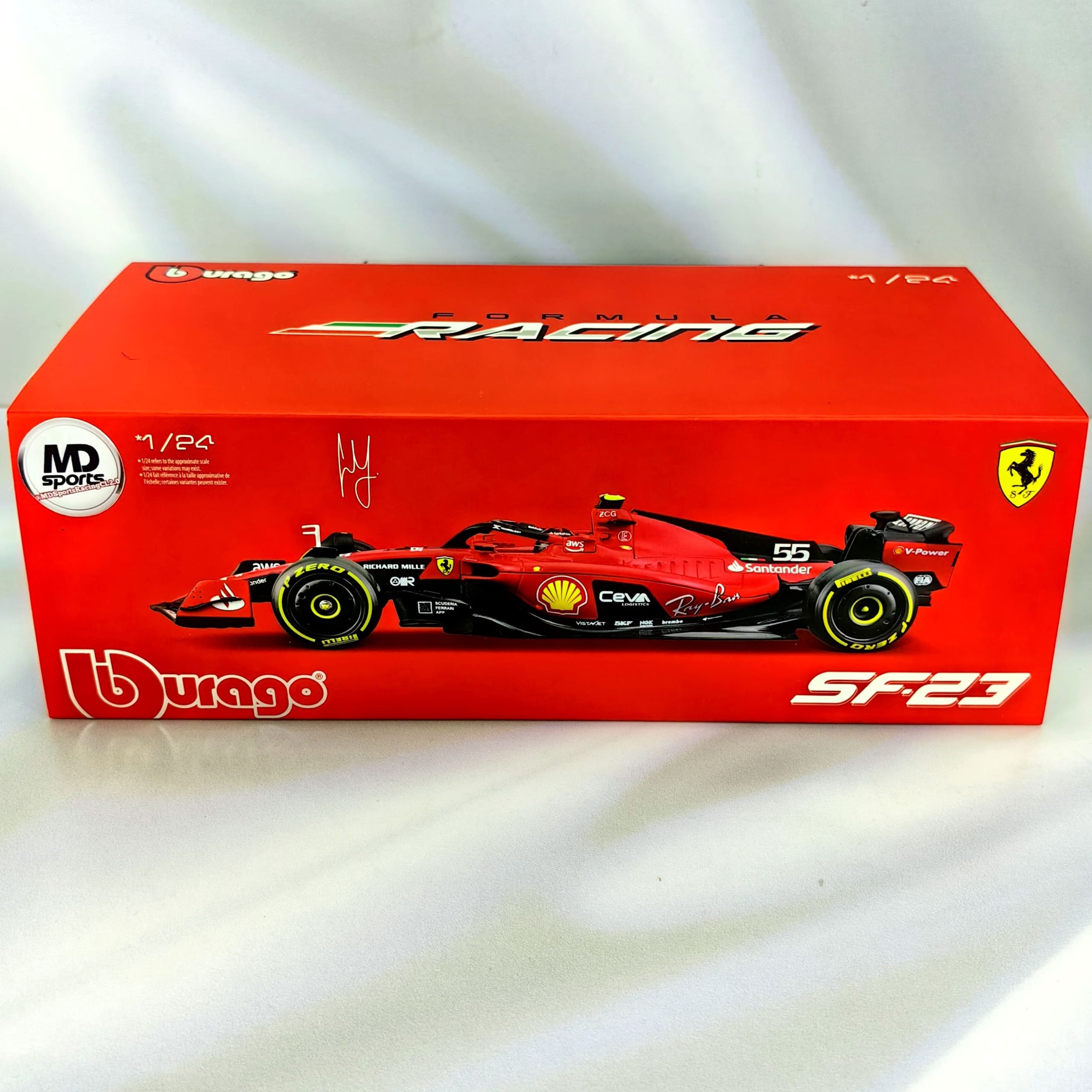 Ferrari SF-23 2023 #55 Carlos Sainz Caja Acrilica Burago 1:24