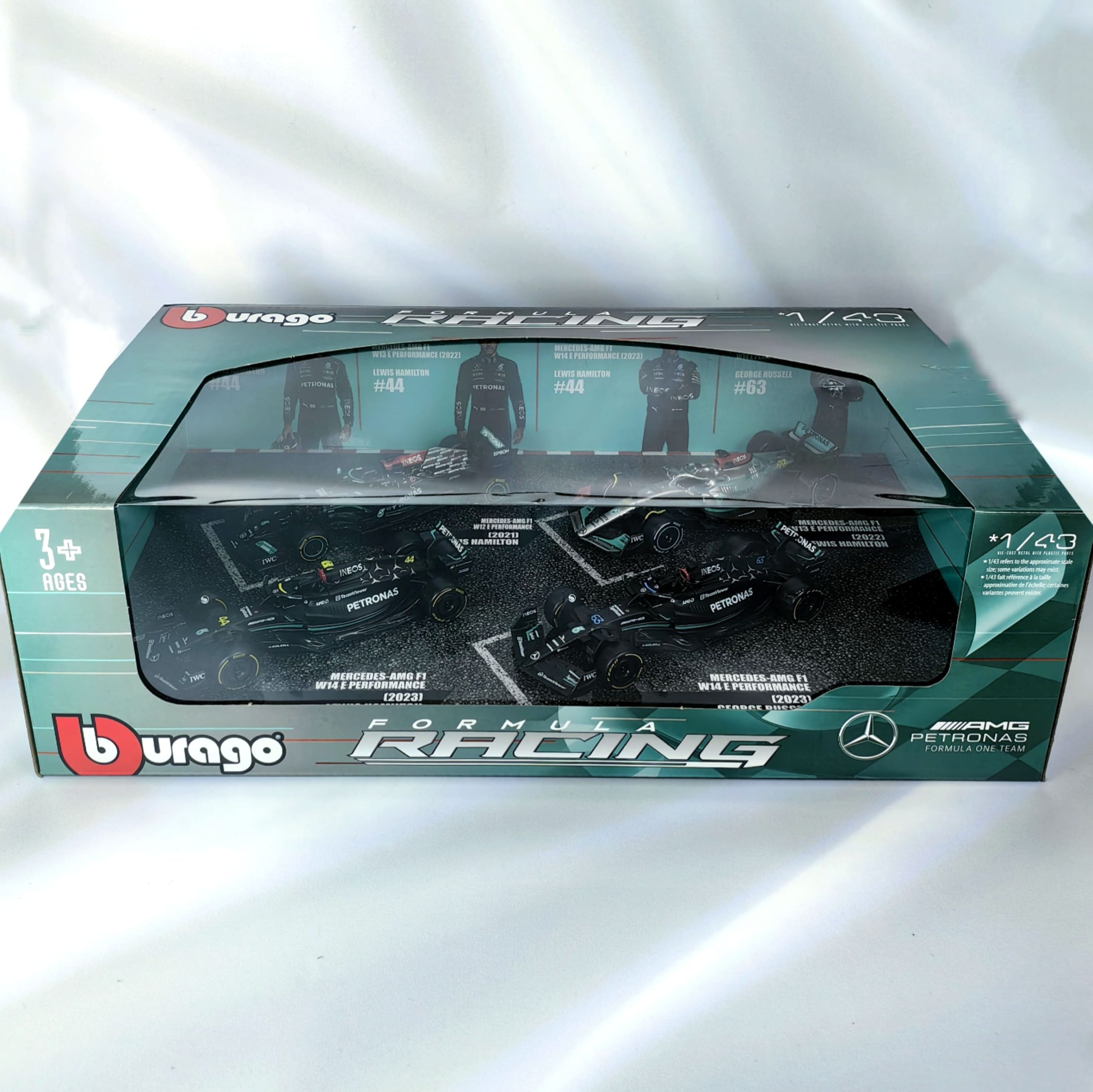 Set Autos Formula 1 Mercedes AMG Caja Normal Burago 1:43