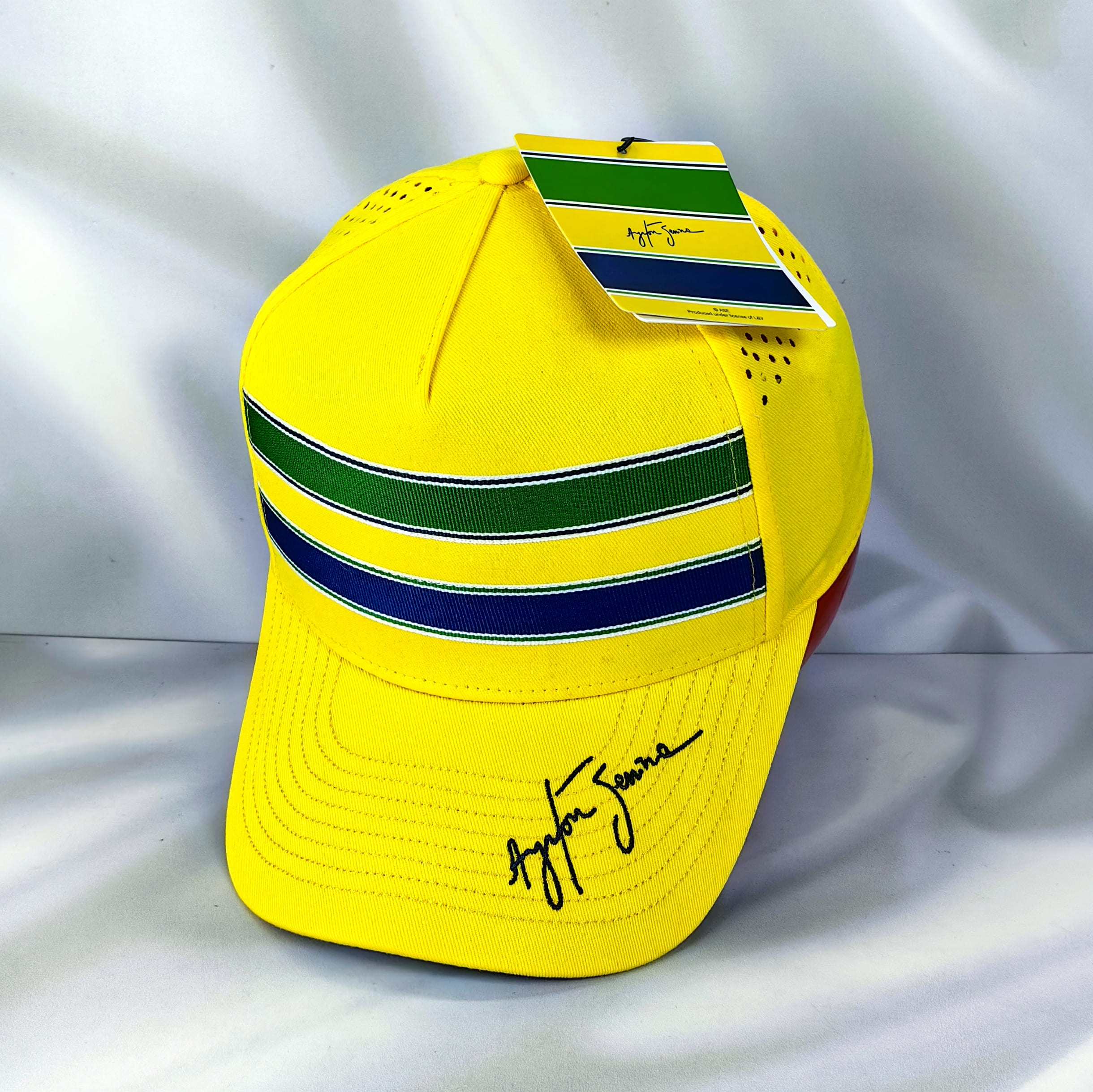 Gorro Jockey Oficial Ayrton Senna Colección Stripe Amarillo