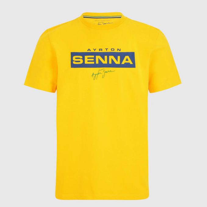 Polera Ayrton Senna Logo Oficial Amarilla