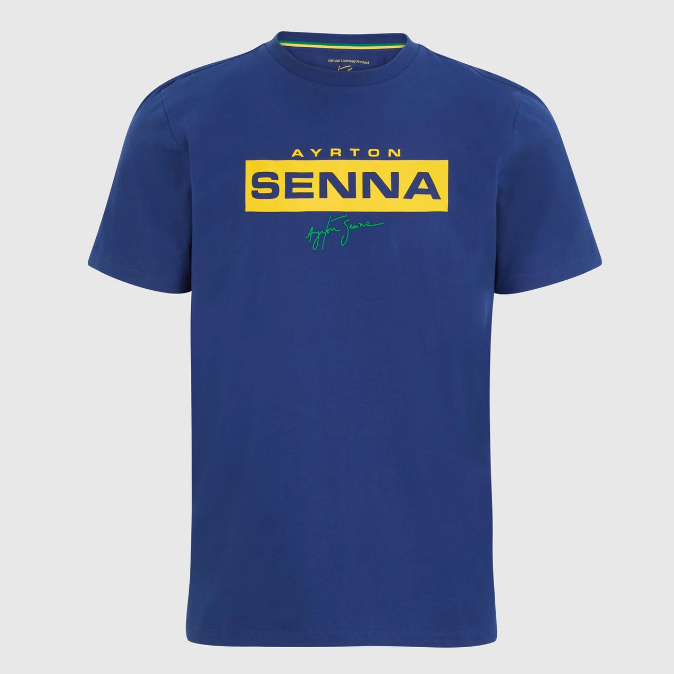 Polera Ayrton Senna Logo Oficial Azul