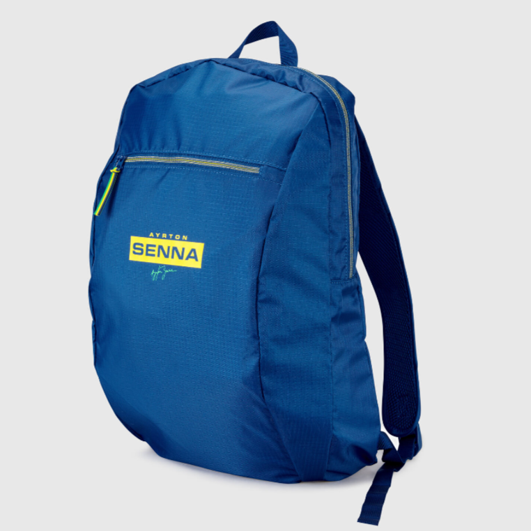 Mochila Bolso Formula 1 Oficial Ayrton Senna Azul Plegable