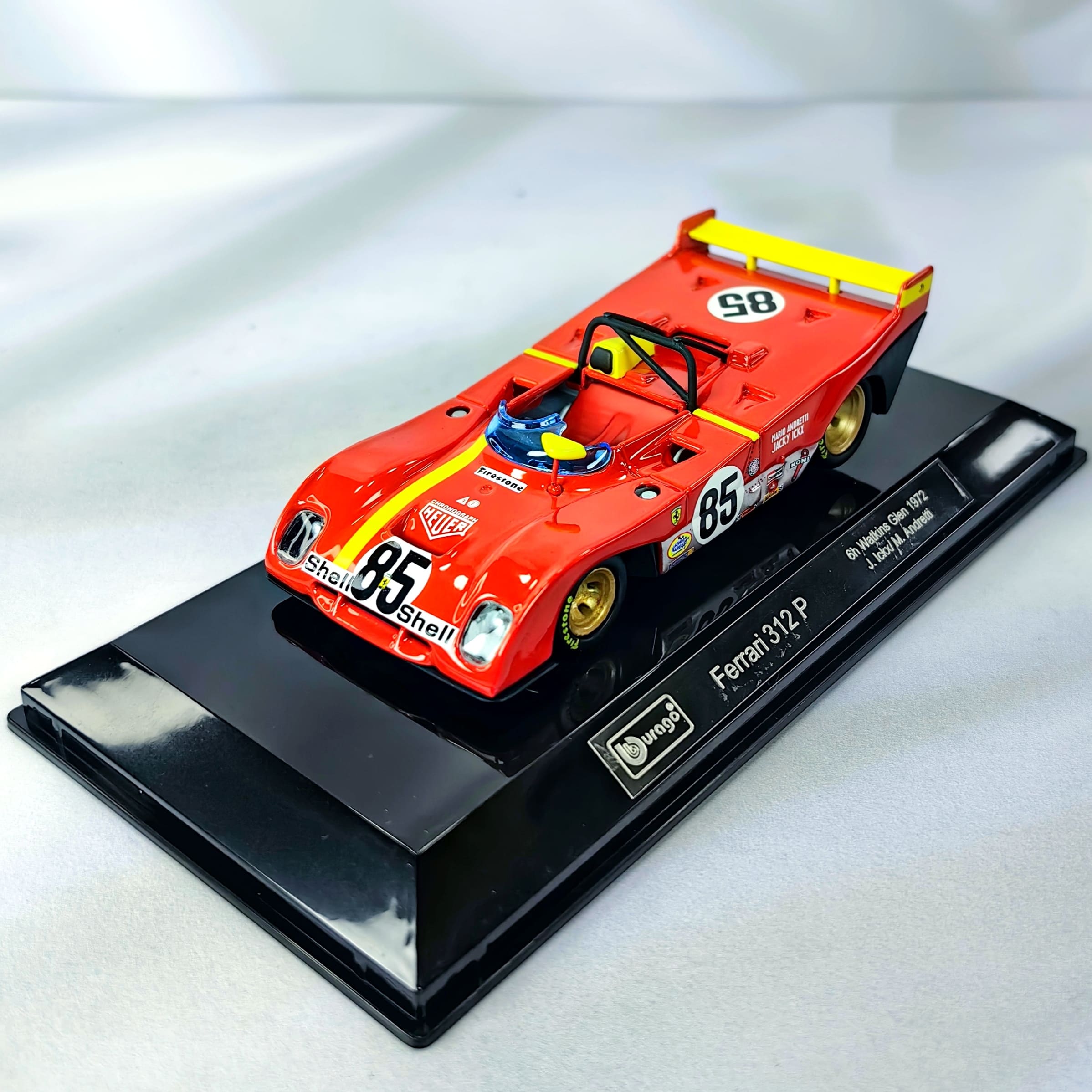 Ferrari 312P 6H Watkins Glen 1972 #85 Caja Acrilica Burago 1:43