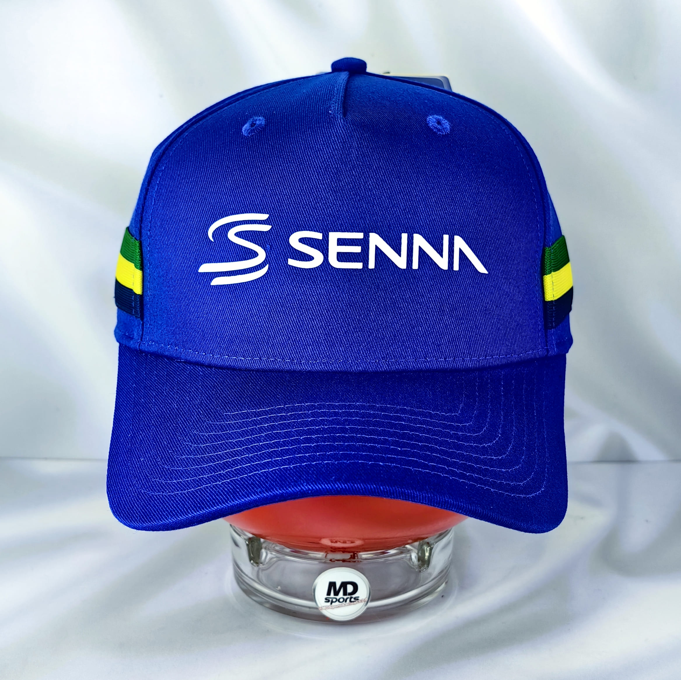 Gorro Jockey Oficial Ayrton Senna Colección SYT Stripes Azul