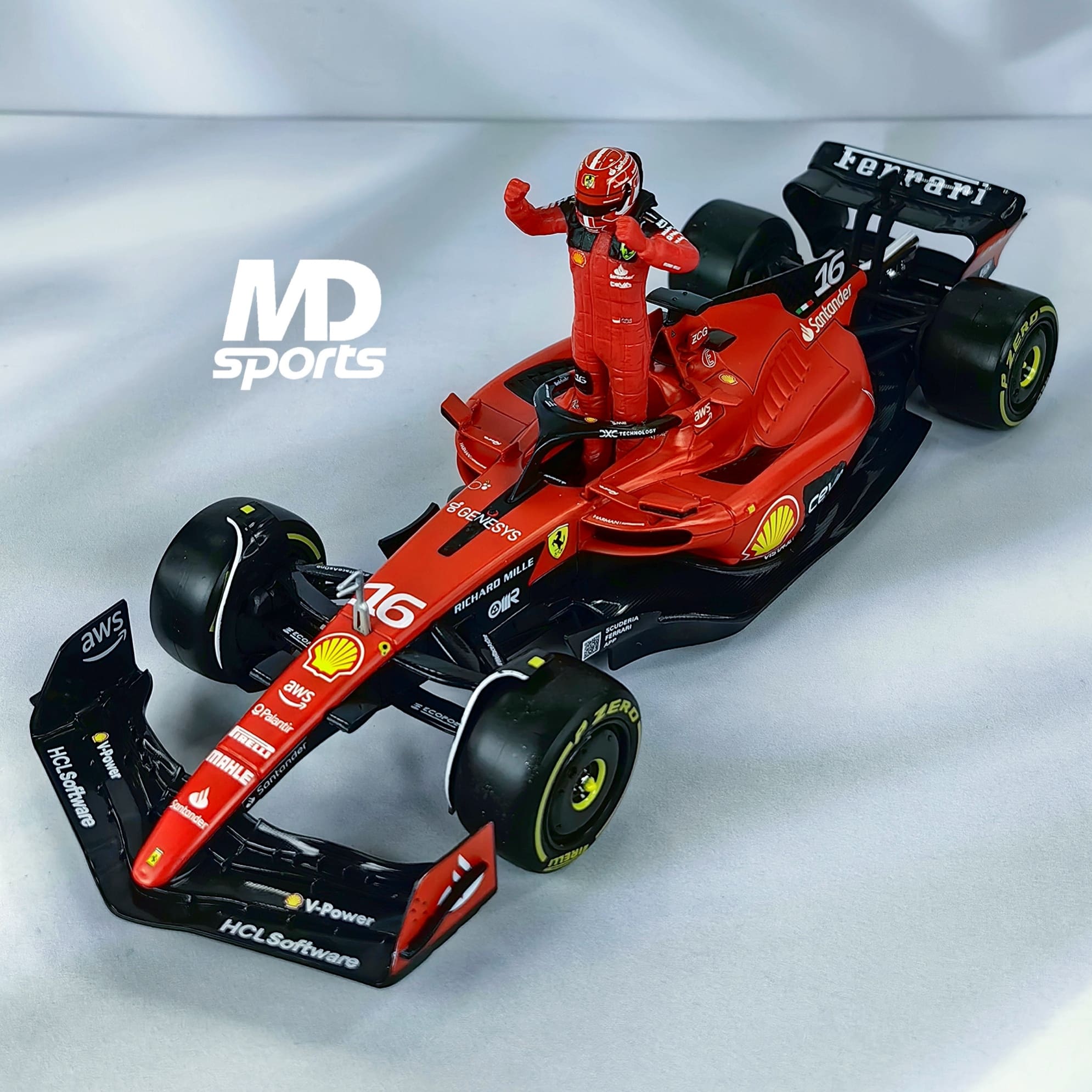 Ferrari SF-23 2023 #16 Charles Leclerc Con Figura Burago 1:24