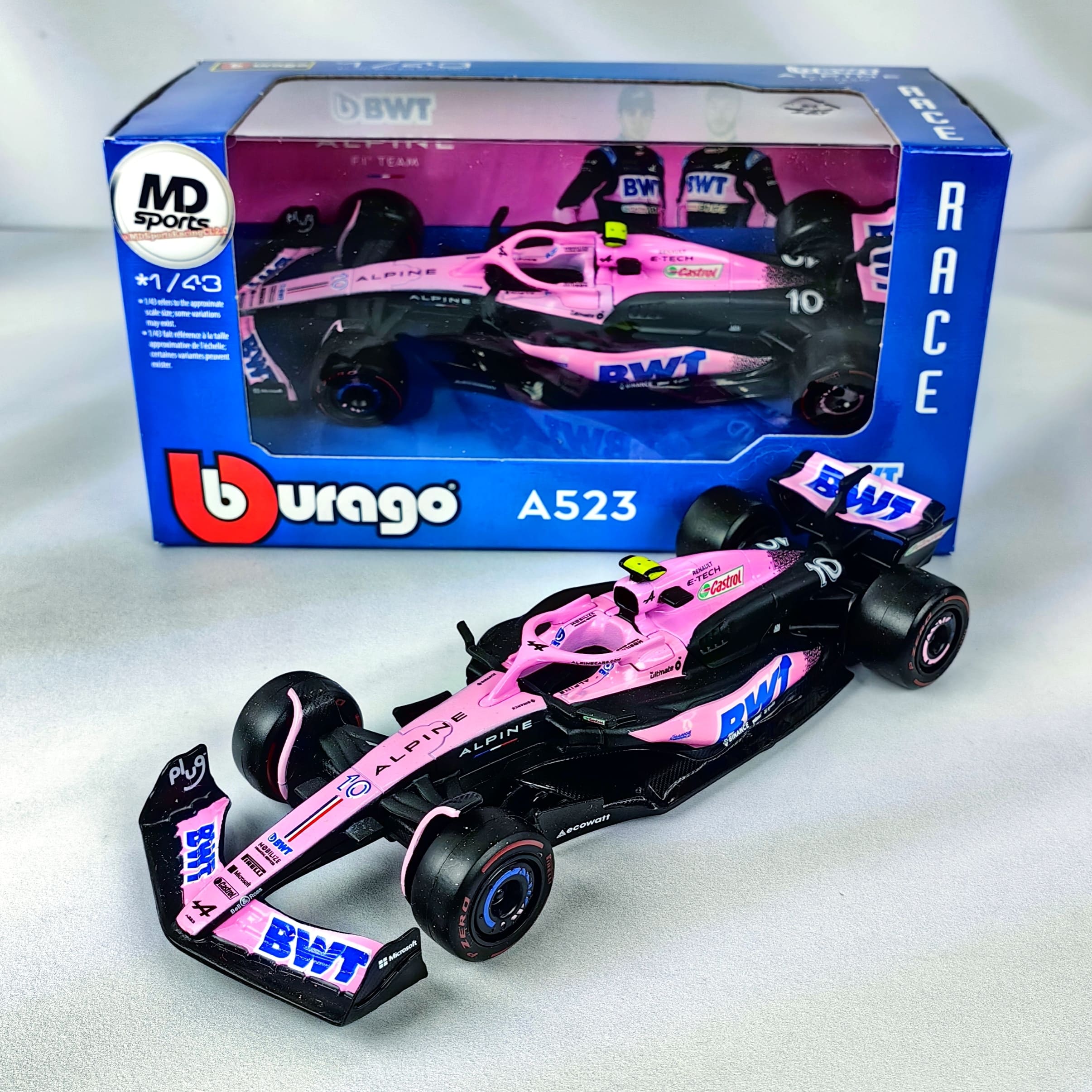 Alpine A523 Rosa 2023 #10 Pierre Gasly Caja Normal Burago 1:43