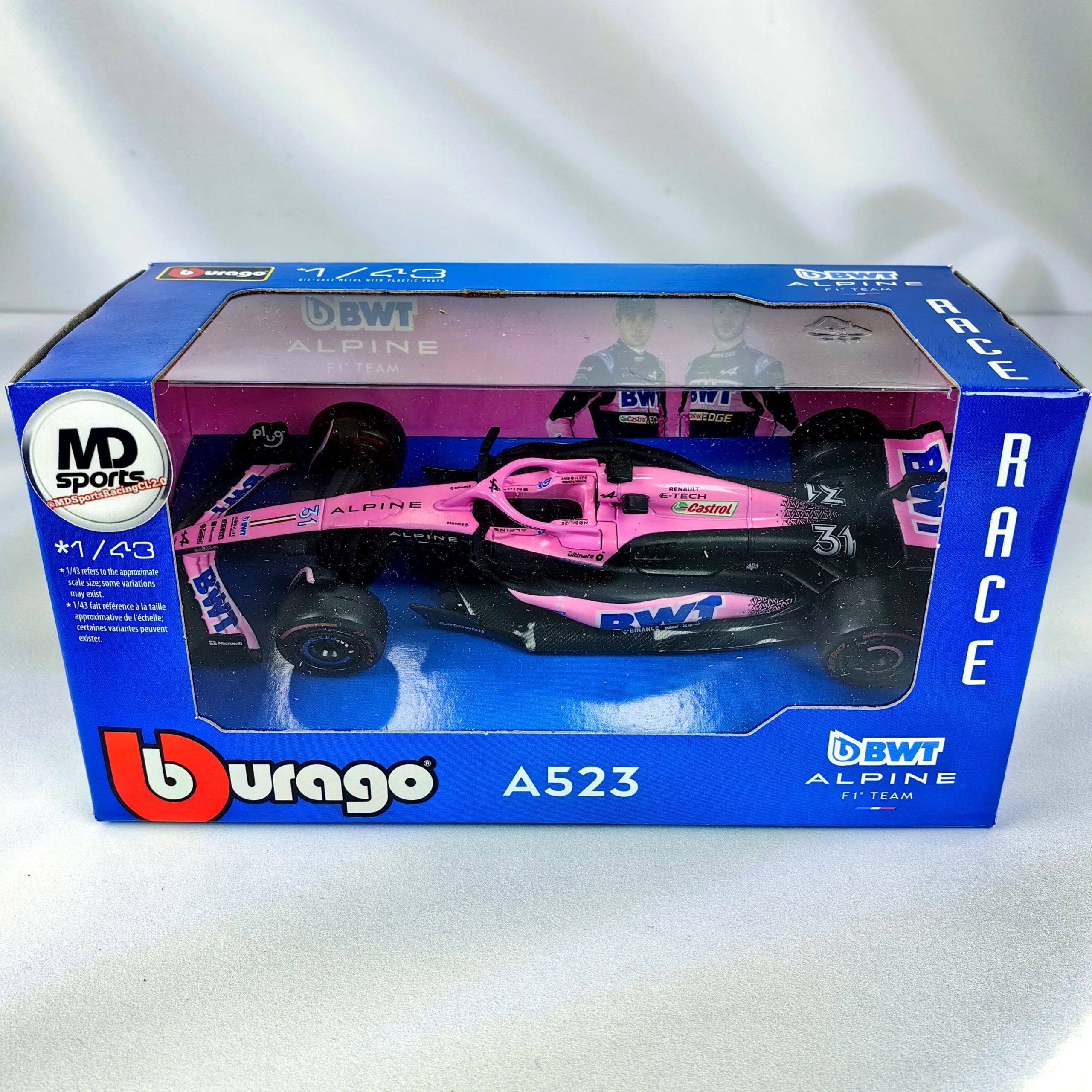 Alpine A523 Rosa 2023 #31 Esteban Ocon Caja Normal Burago 1:43